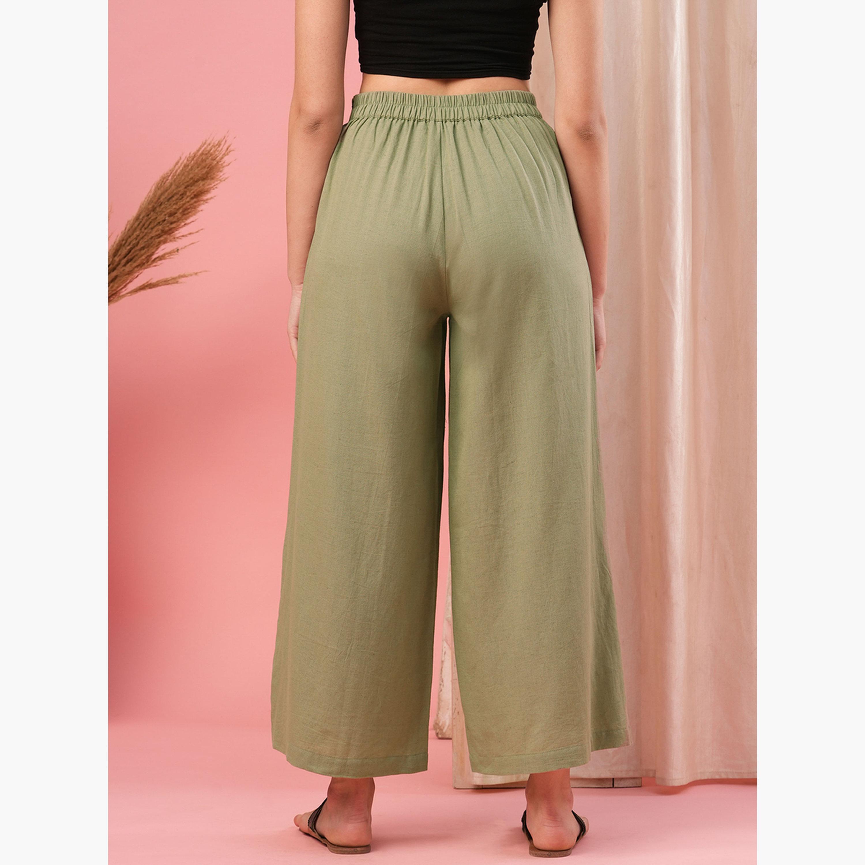 Globus X Styli Mid Rise Semi Elastic Waist Opaque Wide Leg Palazzos-women-clothing-ethnicwear-bottoms-palazzos-image-3
