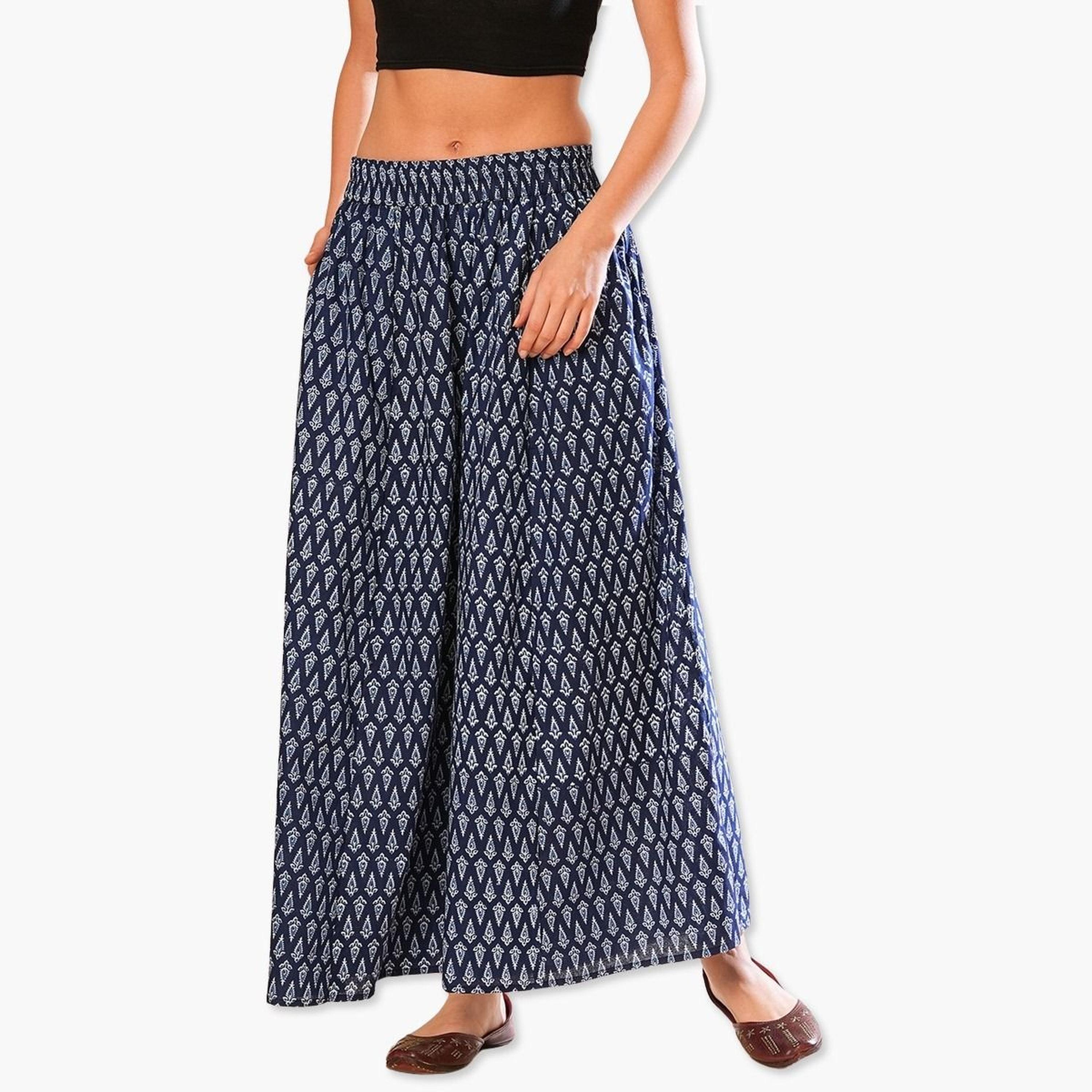 Globus X Styli Ethnic Printed Elastic Waistband Paneled Palazzos-women-clothing-ethnicwear-bottoms-palazzos-image-1