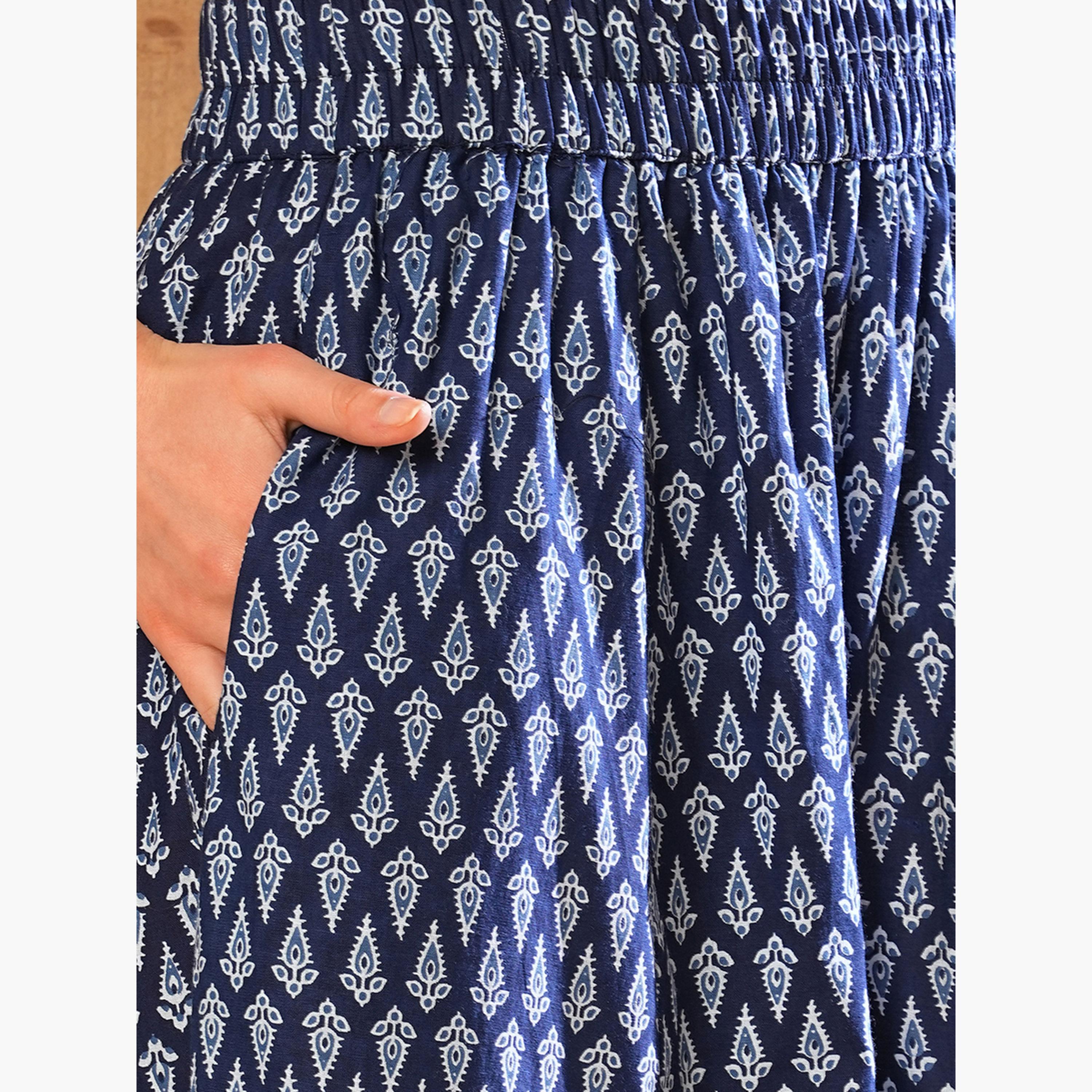 غلوبوص × ستايلي - بنطالات بالازو خصر مطاطي نقشة عرقية-women-clothing-ethnicwear-bottoms-palazzos-image-4