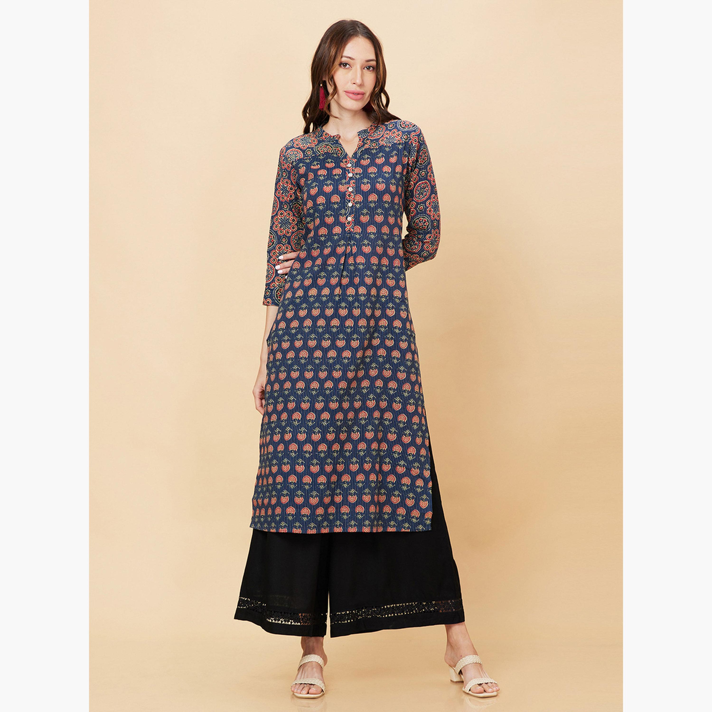 Globus X Styli Floral Lace Hem Design Wide Leg Ethnic Palazzos-women-clothing-ethnicwear-bottoms-palazzos-image-6