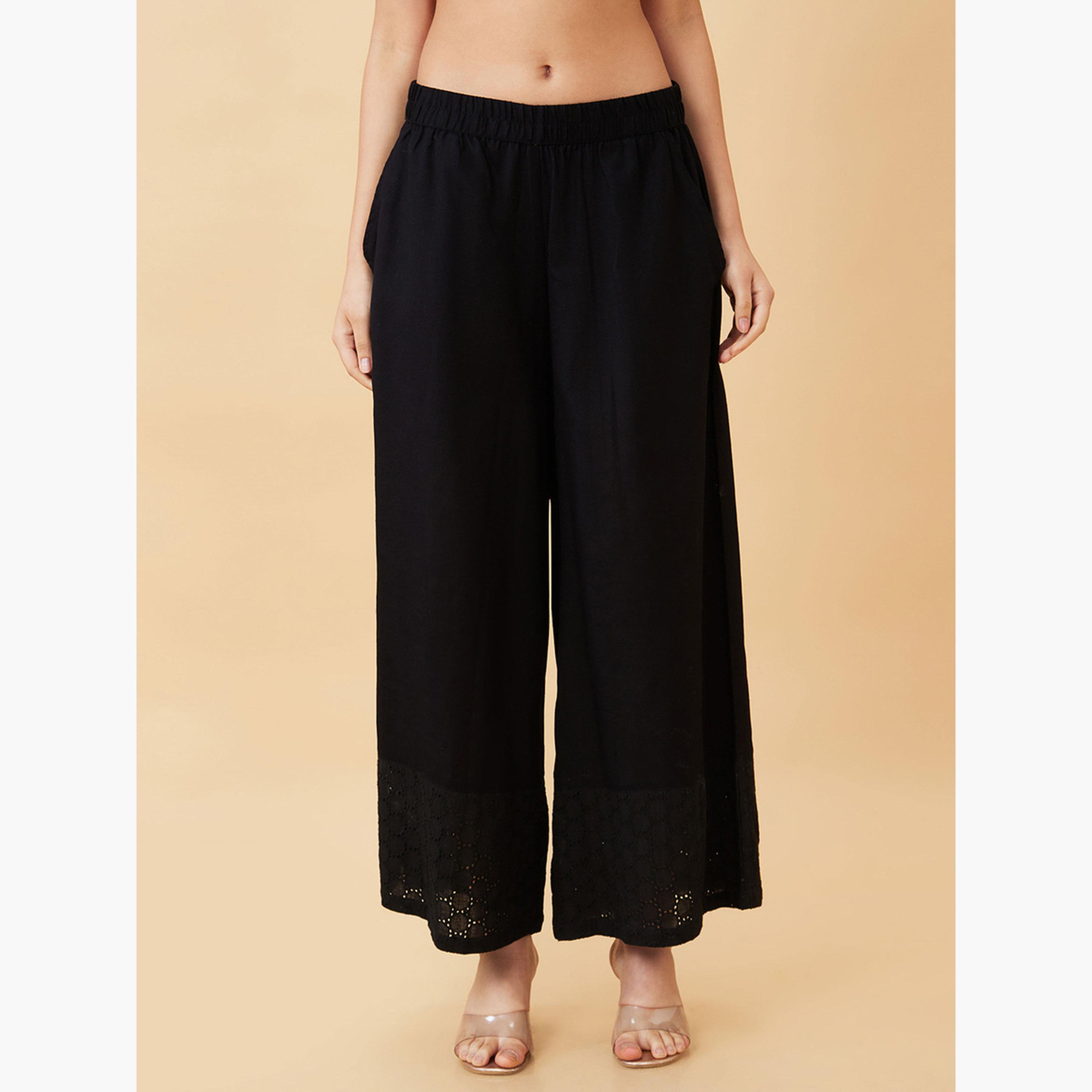 Globus X Styli Schiffli Hem Design Wide Leg Ethnic Palazzos-women-clothing-ethnicwear-bottoms-palazzos-image-1