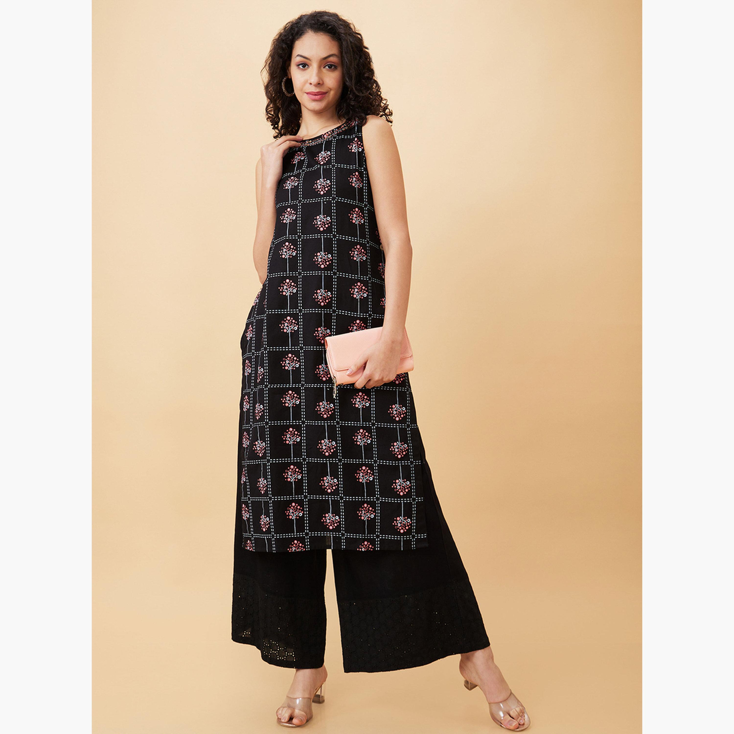 Globus X Styli Schiffli Hem Design Wide Leg Ethnic Palazzos-women-clothing-ethnicwear-bottoms-palazzos-image-2