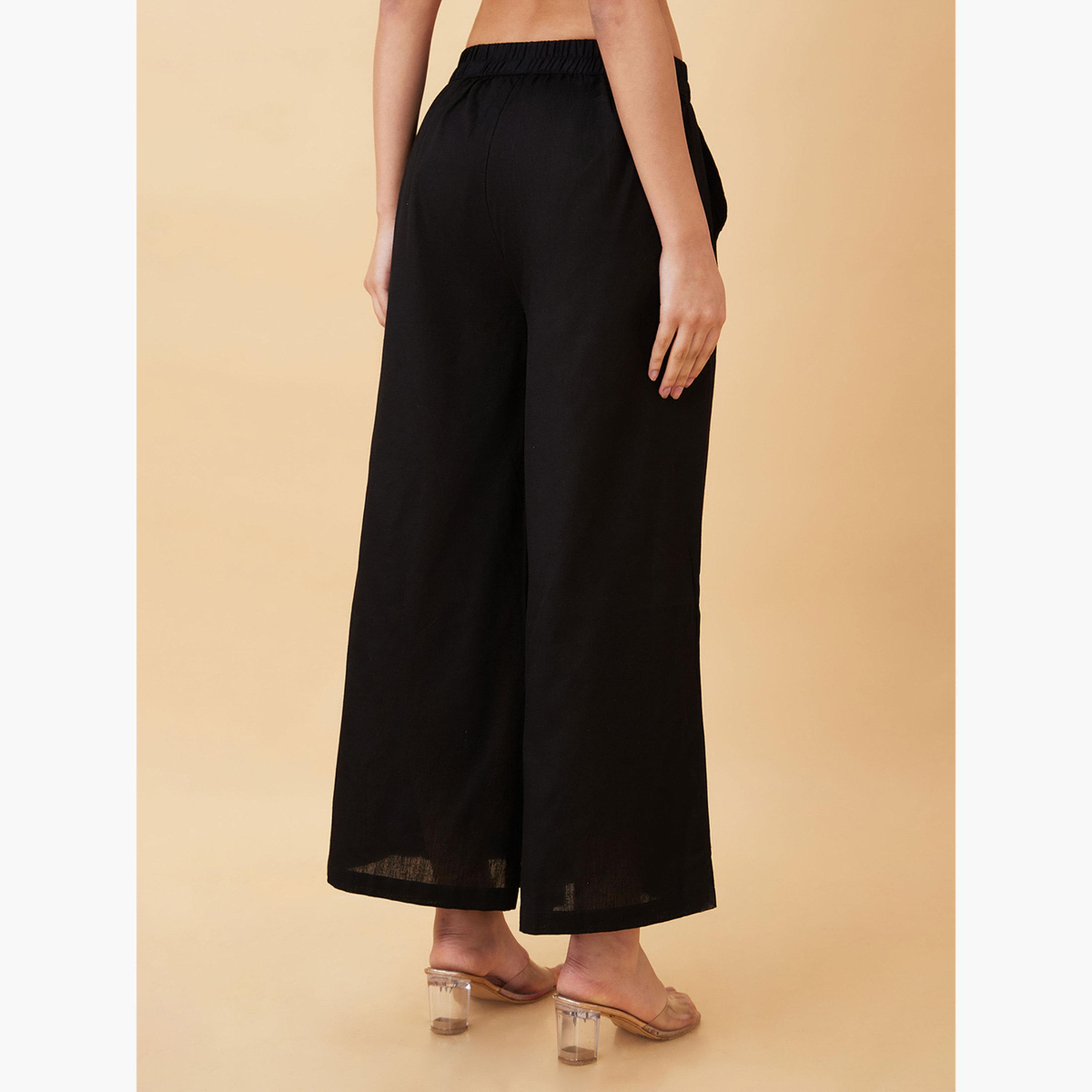 Globus X Styli Buttons Detail Wide Leg Ethnic Palazzos-women-clothing-ethnicwear-bottoms-palazzos-image-3