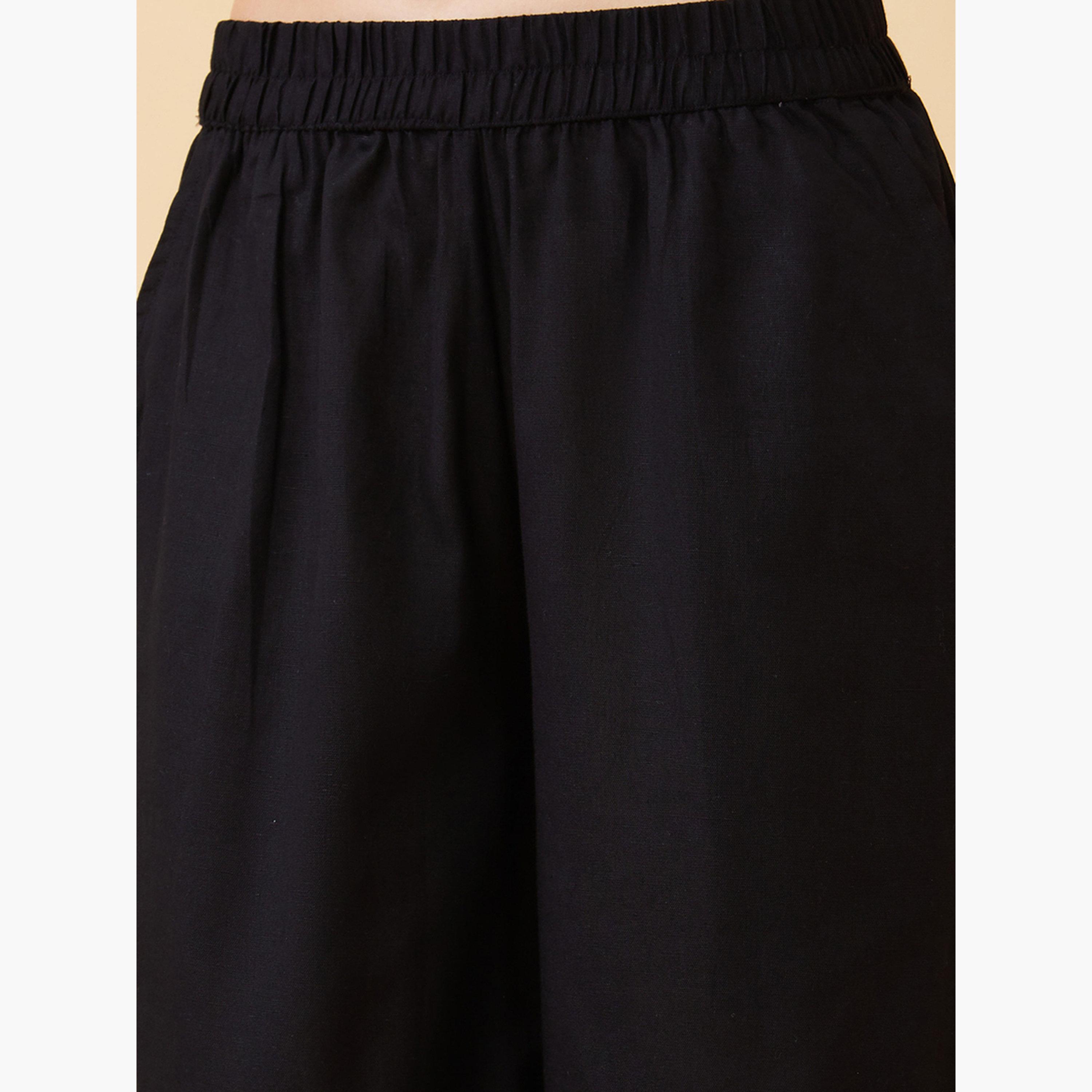 Globus X Styli Buttons Detail Wide Leg Ethnic Palazzos-women-clothing-ethnicwear-bottoms-palazzos-image-5