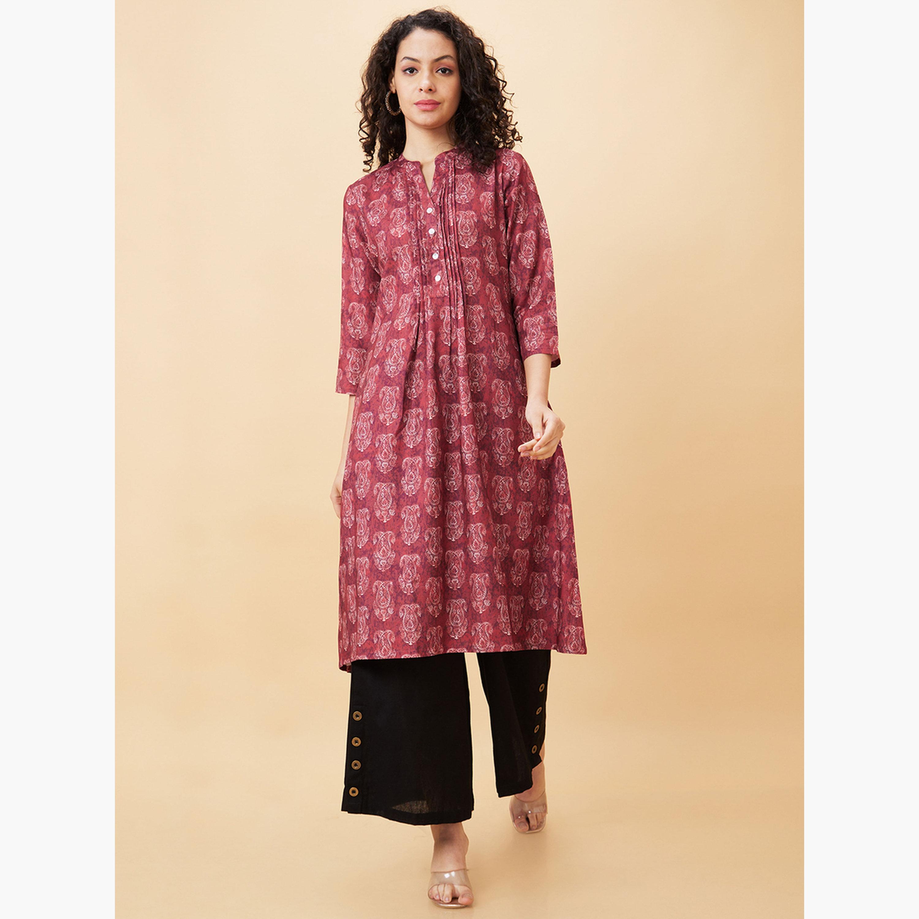 Globus X Styli Buttons Detail Wide Leg Ethnic Palazzos-women-clothing-ethnicwear-bottoms-palazzos-image-6