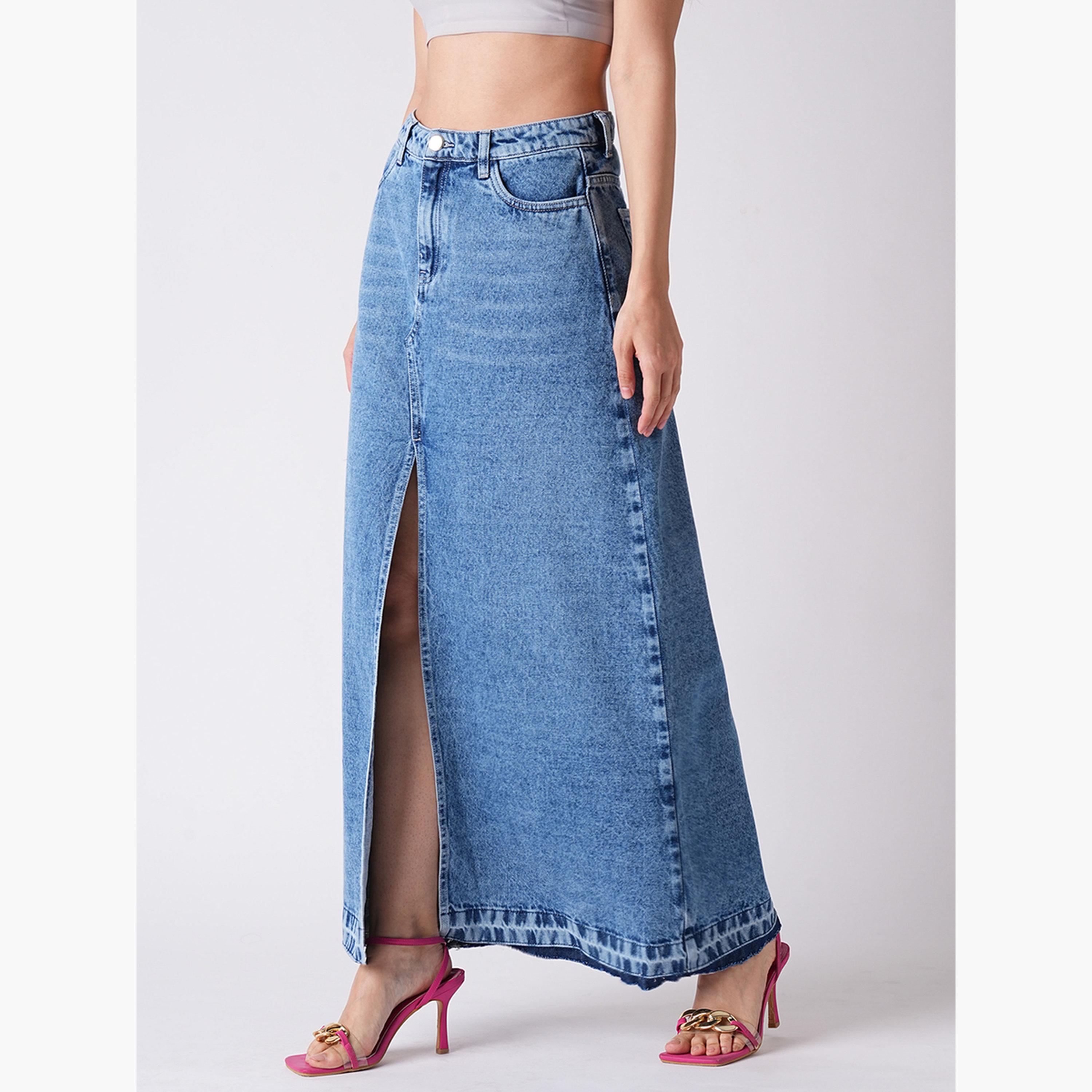غلوبوص × ستايلي - تنورة ماكسي دنيم أزرق فاتح بفتحة أمامية-women-clothing-bottoms-skirts-image-5