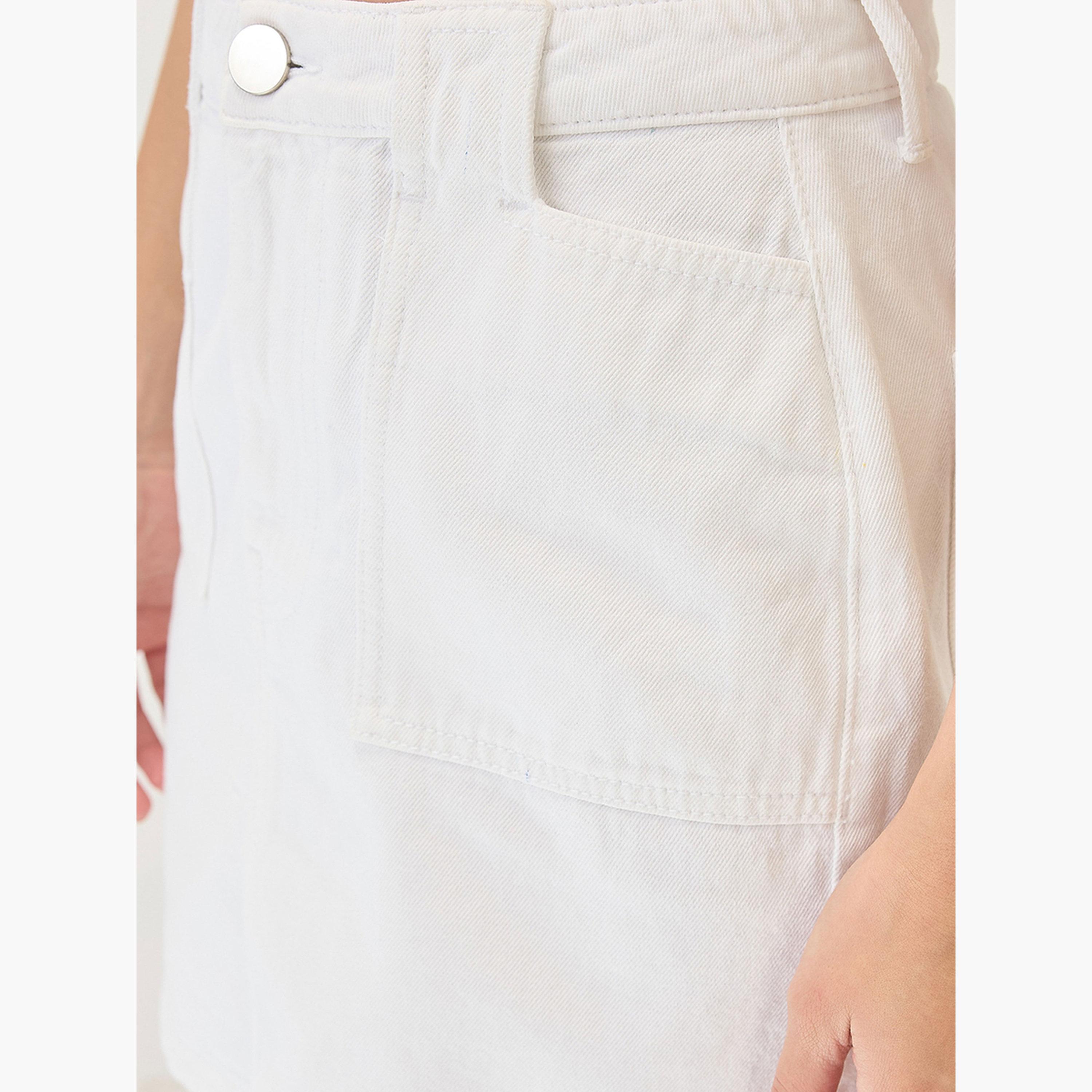 غلوبوص × ستايلي - تنورة قصيرة جينز قطني أبيض-women-clothing-bottoms-skirts-image-6