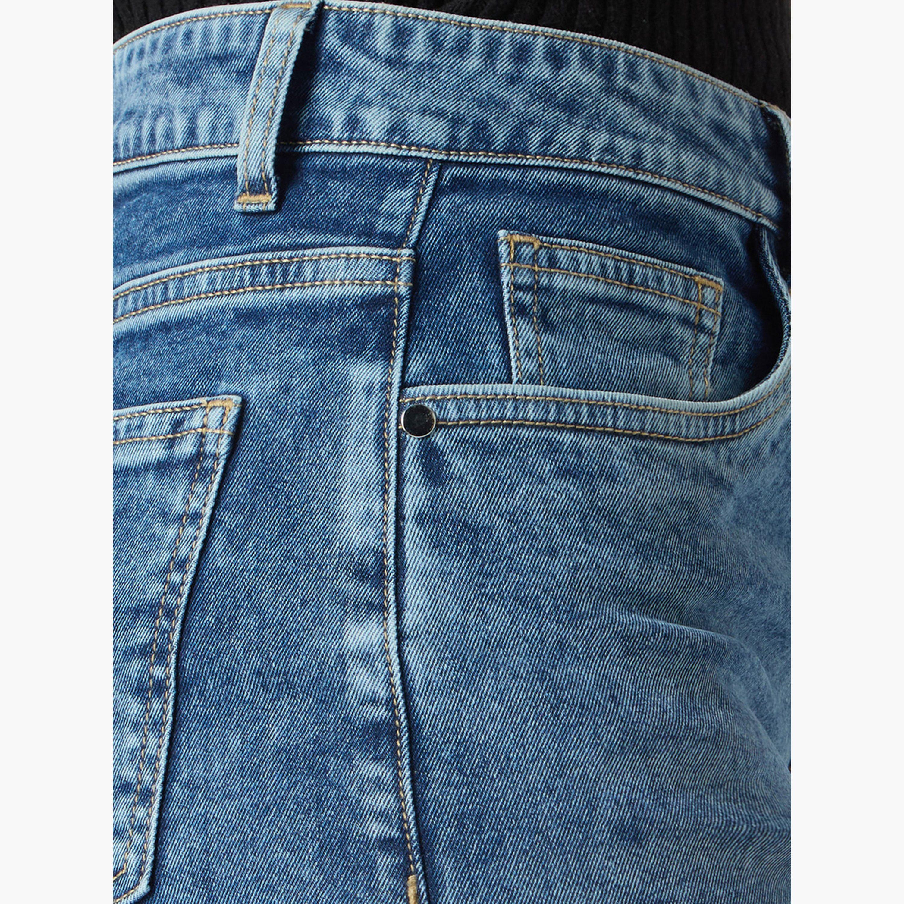 Globus X Styli Blue Solid Denim Midi Skirt-women-clothing-bottoms-skirts-image-6