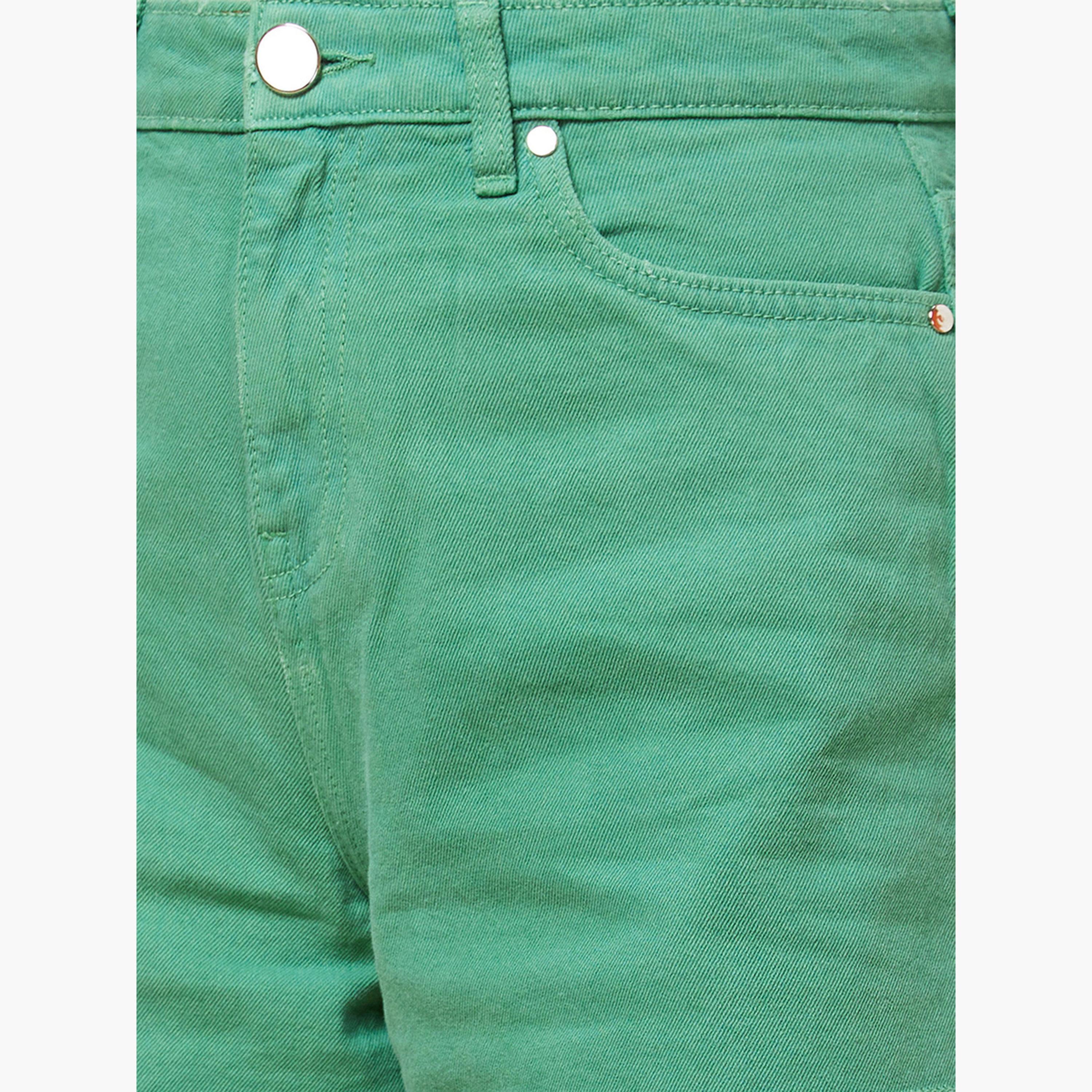 Globus X Styli Green Frayed Hem Denim Shorts-women-clothing-bottoms-shorts-image-5