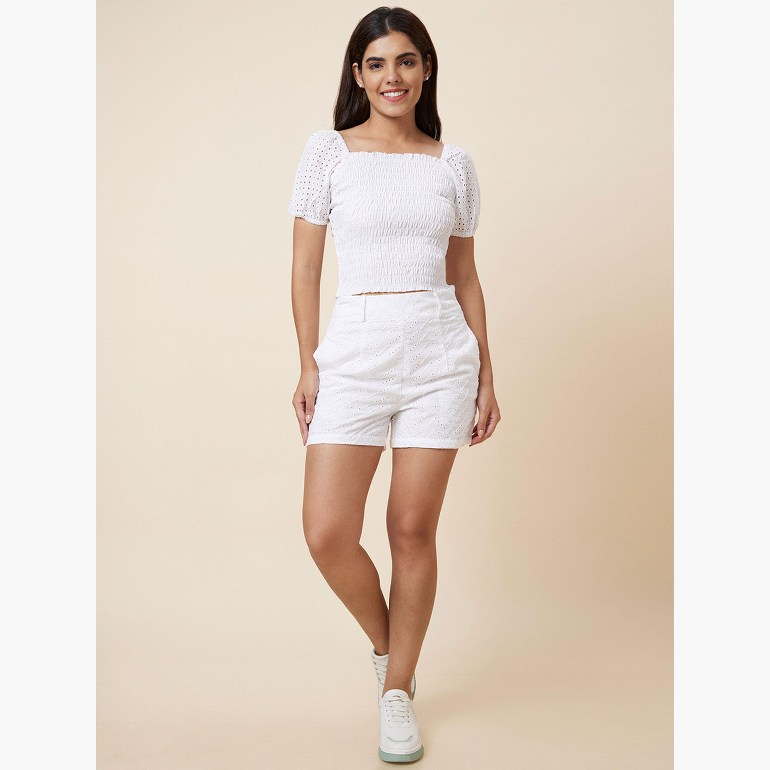 Globus X Styli White High Rise Shorts-women-clothing-bottoms-shorts-image-2