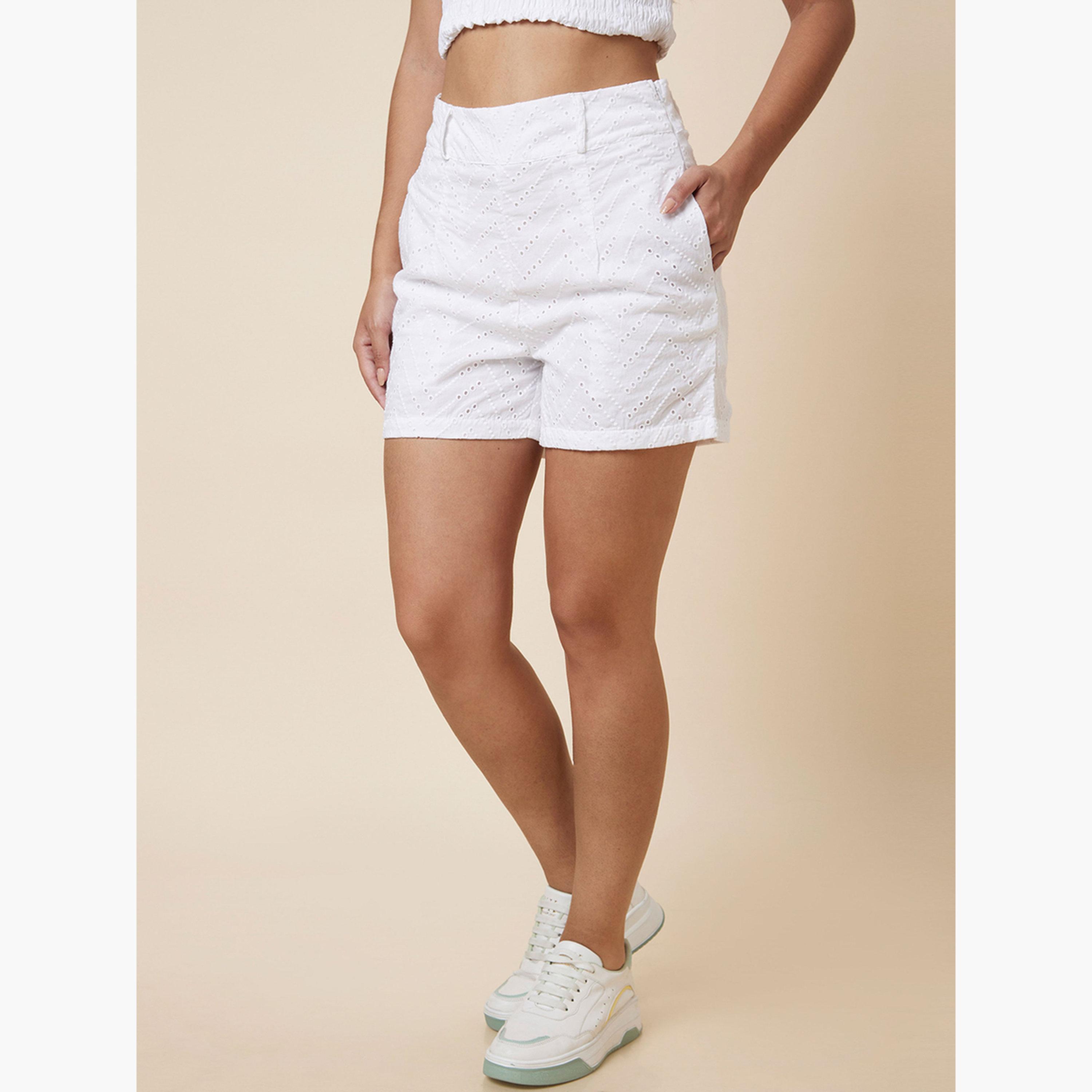 Globus X Styli White High Rise Shorts-women-clothing-bottoms-shorts-image-4