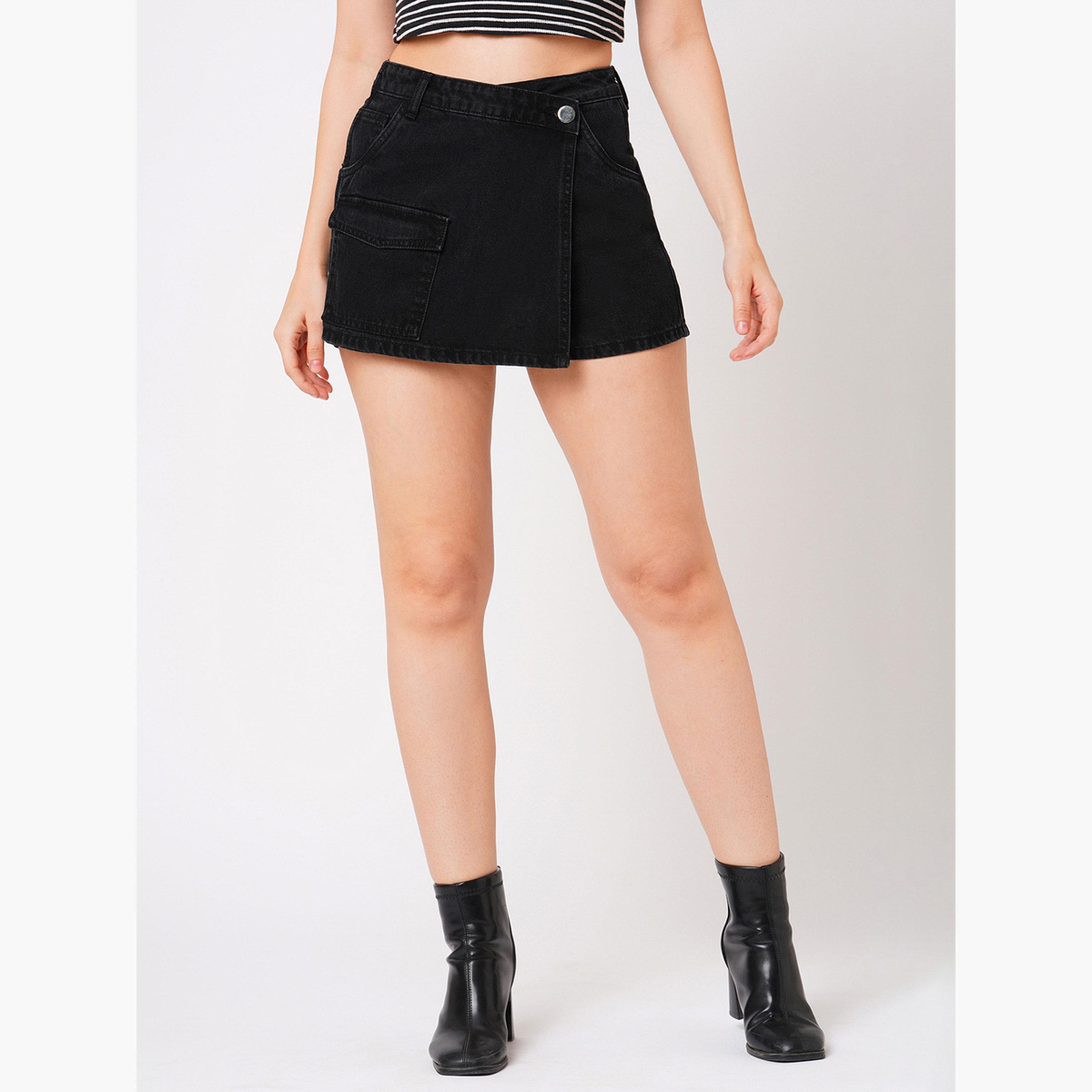 شورت تنورة دنيم ضيق بجيب-women-clothing-bottoms-skirts-image-1