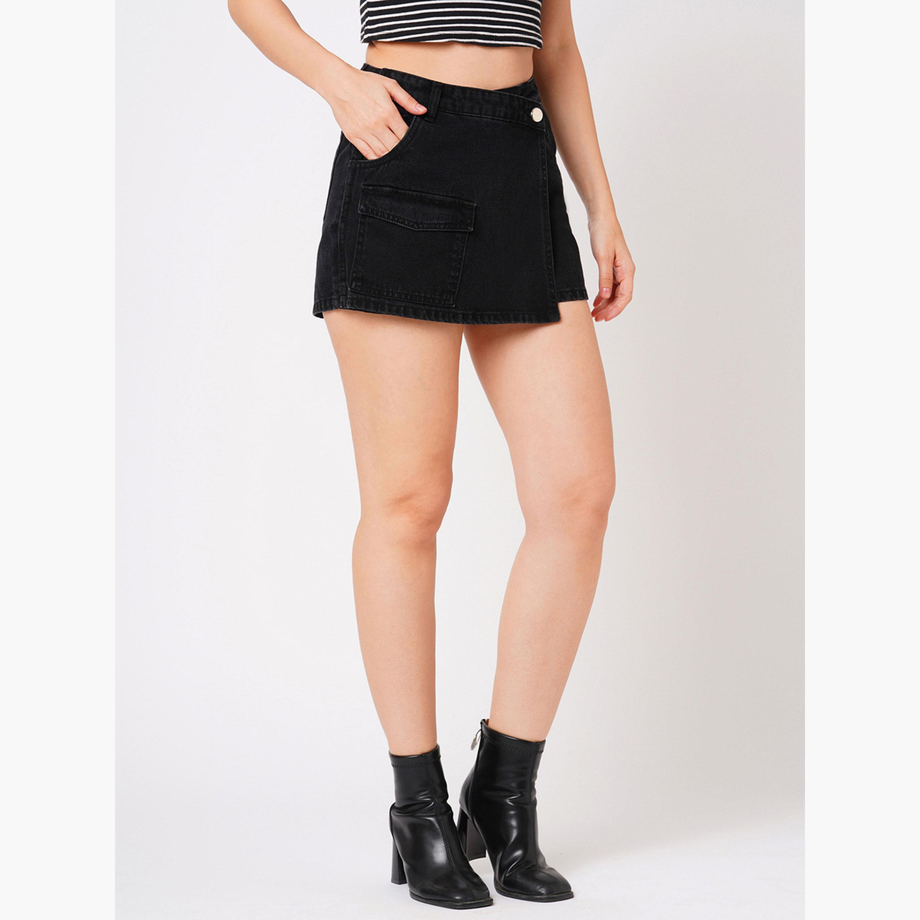 شورت تنورة دنيم ضيق بجيب-women-clothing-bottoms-skirts-image-3