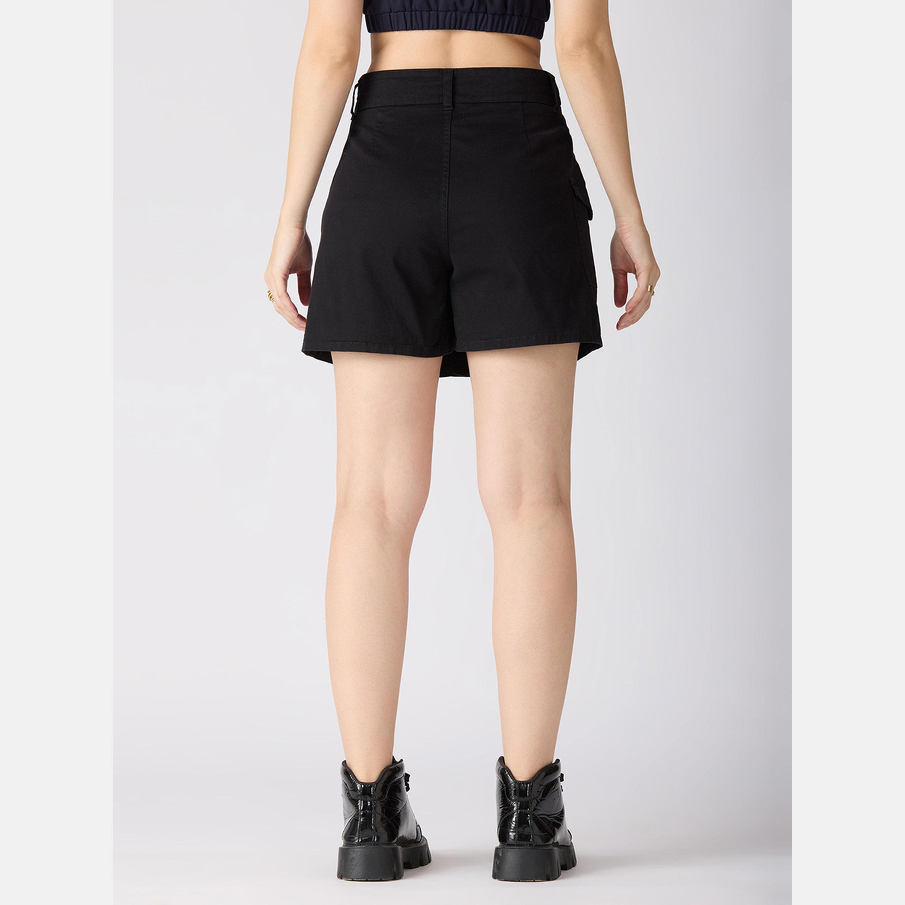 Globus X Styli Black Stretchable Regular Fit Skorts-women-clothing-bottoms-shorts-image-5