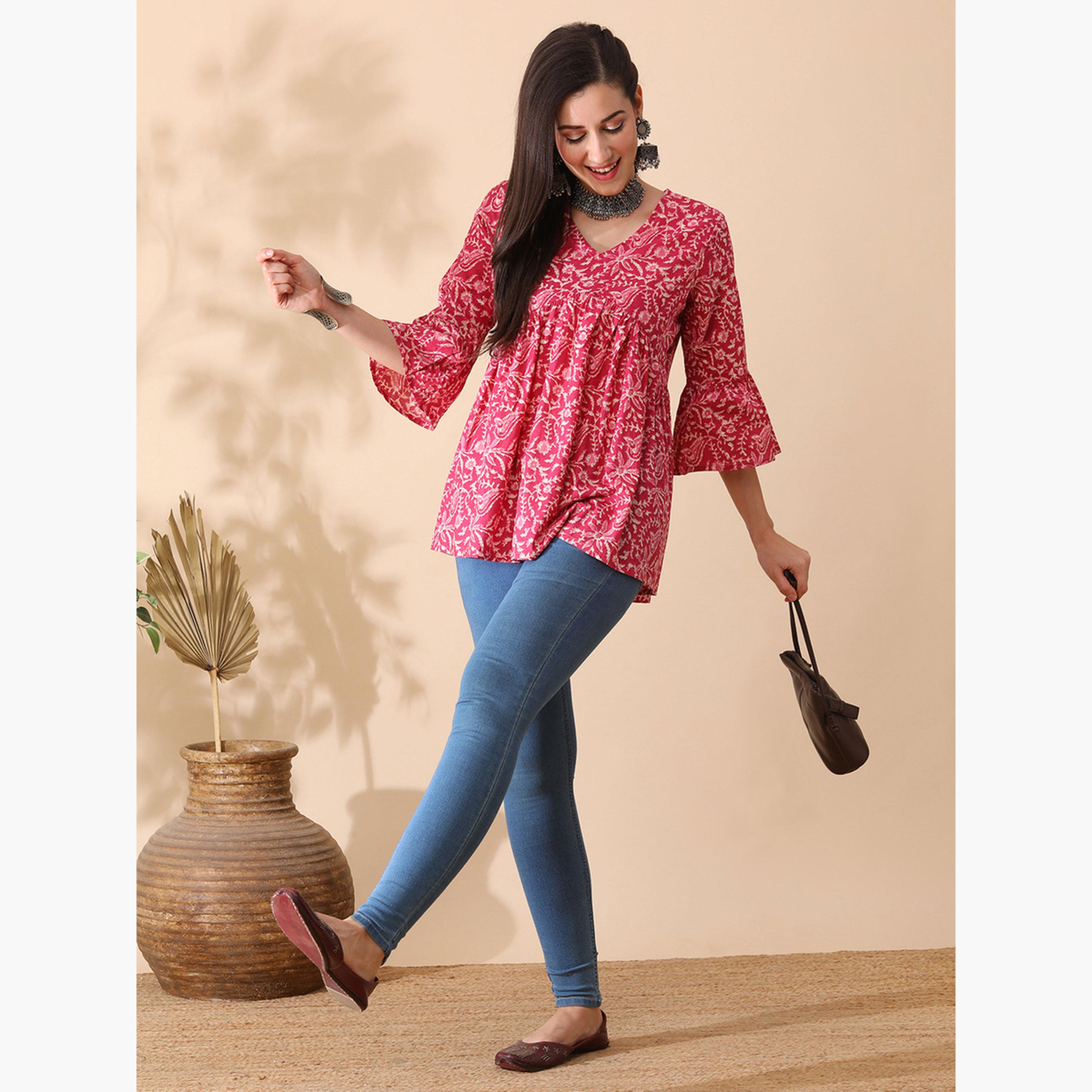 غلوبوص × ستايلي - تونيك علياء تصميم A وطبعة زهور-women-clothing-shirtsandblouses-blouses-image-2