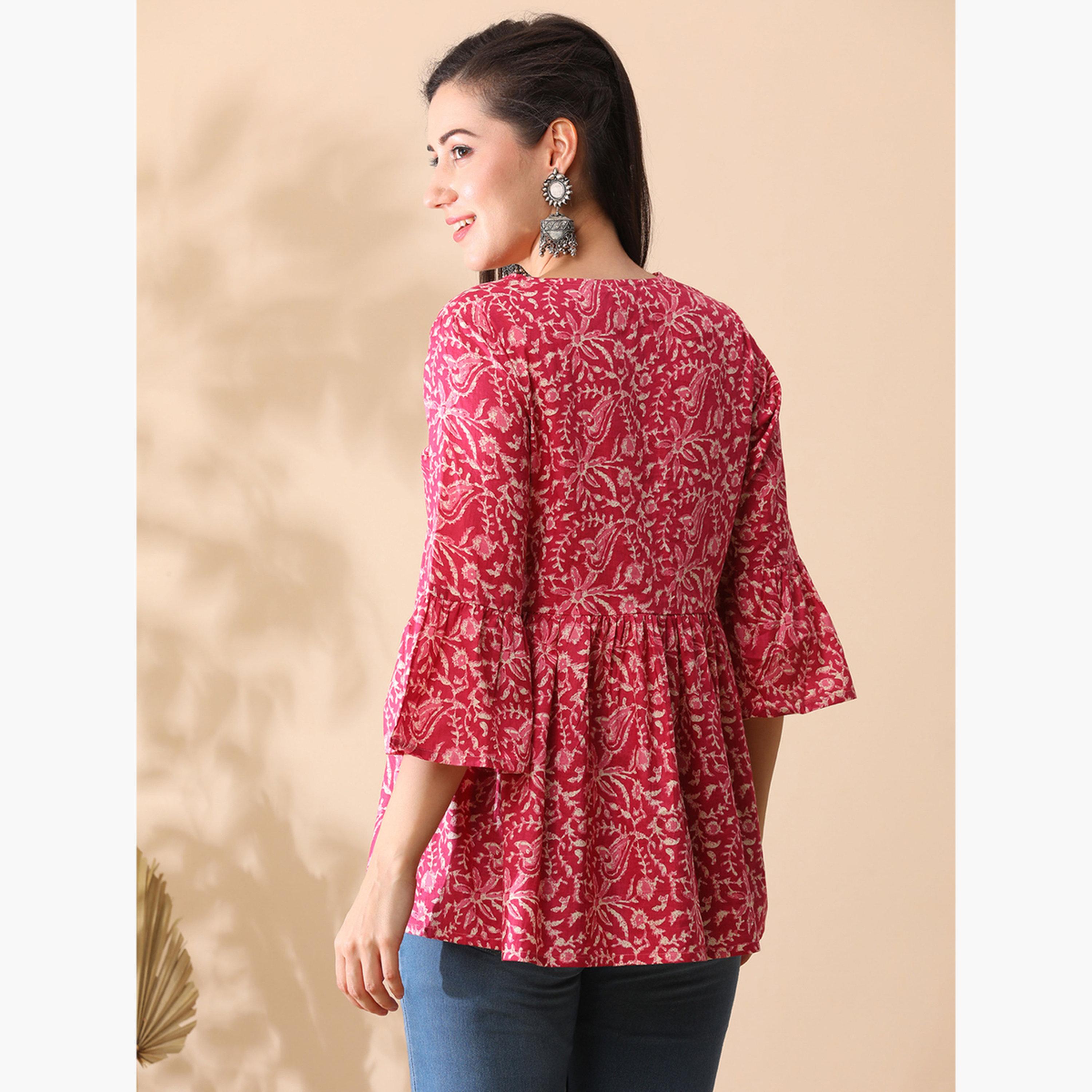 غلوبوص × ستايلي - تونيك علياء تصميم A وطبعة زهور-women-clothing-shirtsandblouses-blouses-image-3