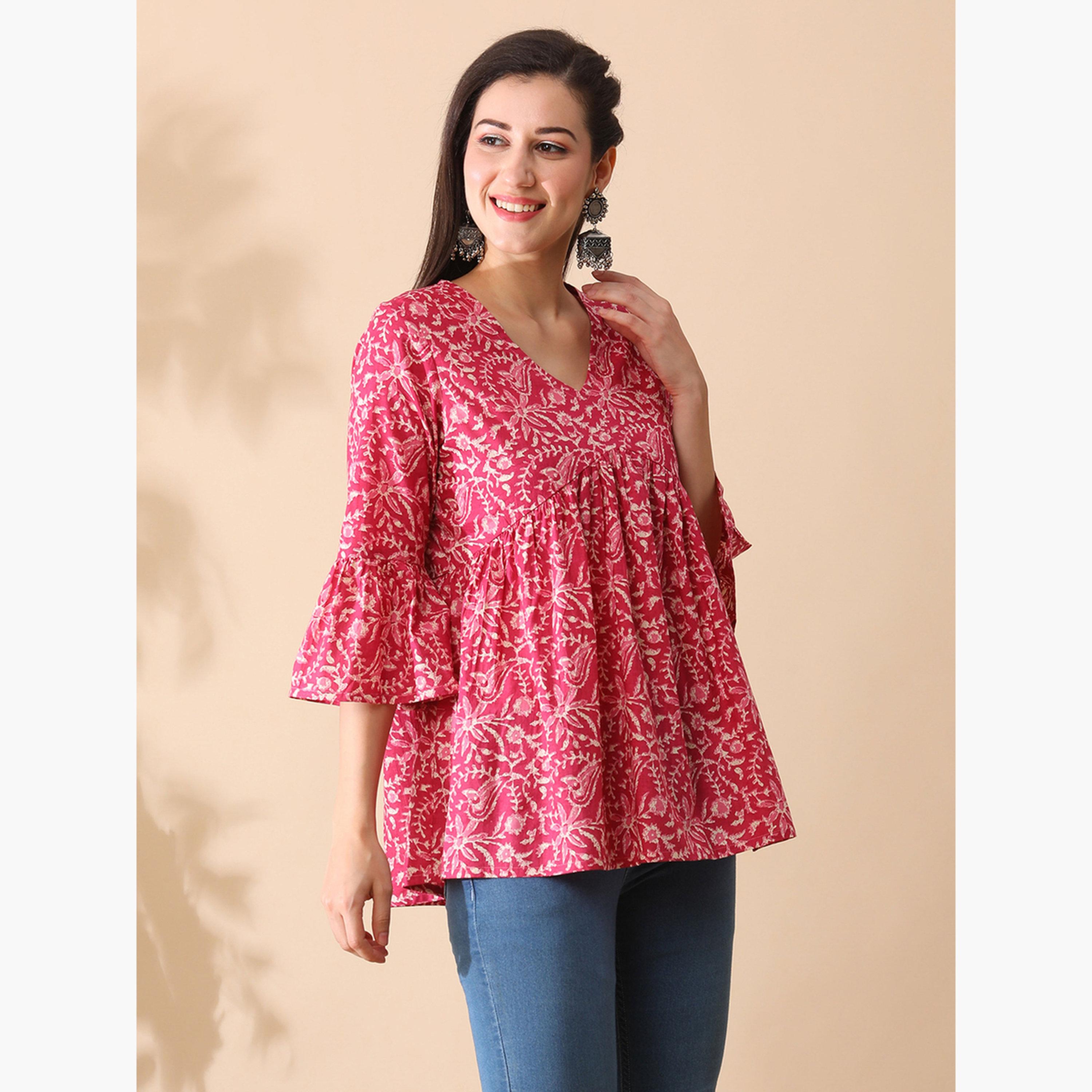 غلوبوص × ستايلي - تونيك علياء تصميم A وطبعة زهور-women-clothing-shirtsandblouses-blouses-image-4