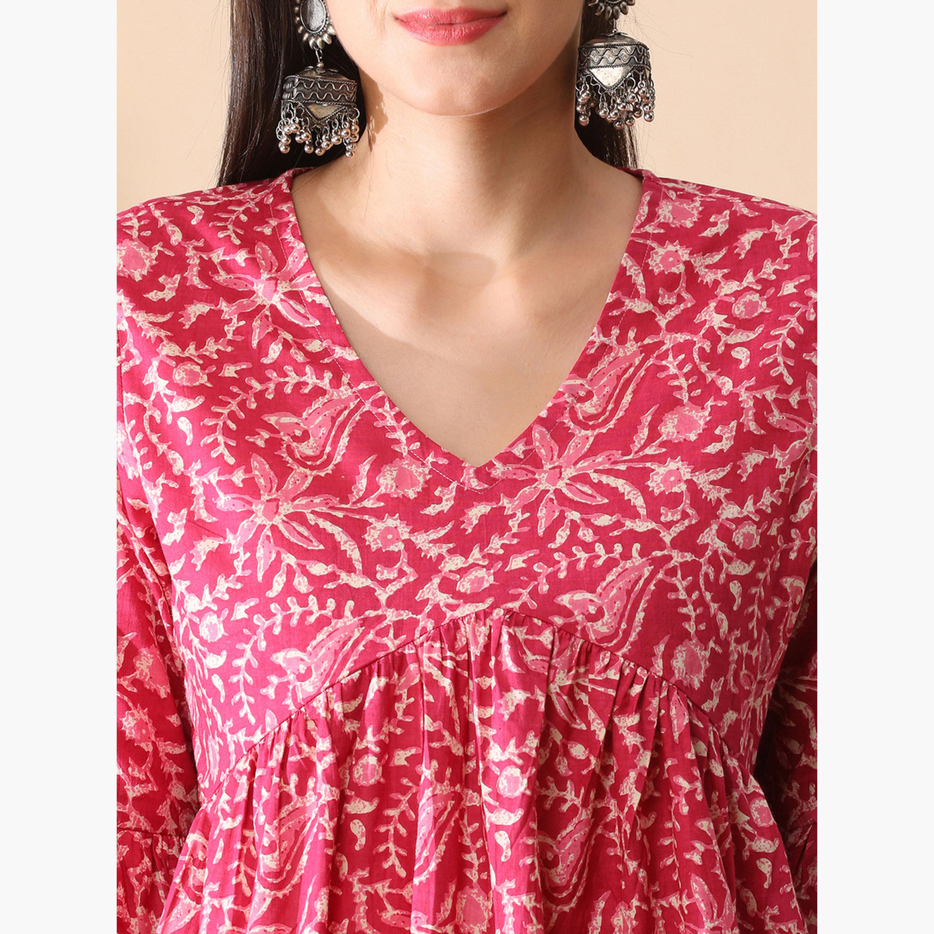 غلوبوص × ستايلي - تونيك علياء تصميم A وطبعة زهور-women-clothing-shirtsandblouses-blouses-image-5
