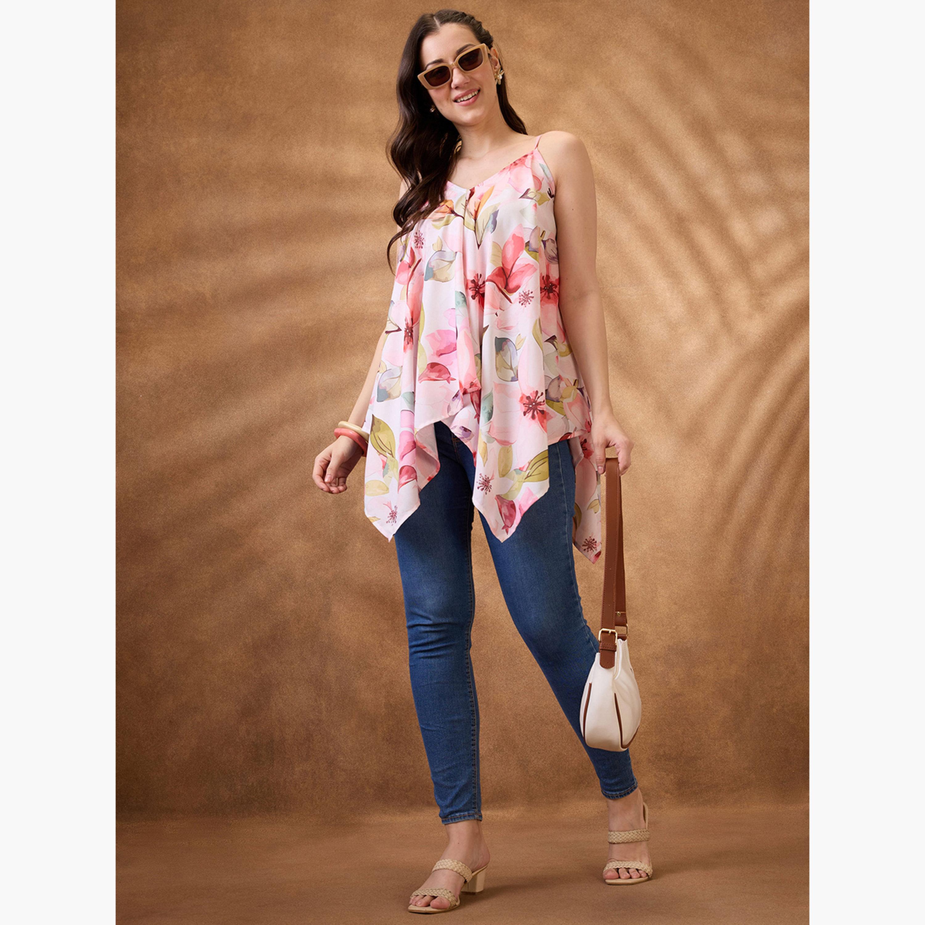 غلوبوص × ستايلي - بلوزة طبعة زهور وحافة غير متماثلة-women-clothing-shirtsandblouses-blouses-image-2