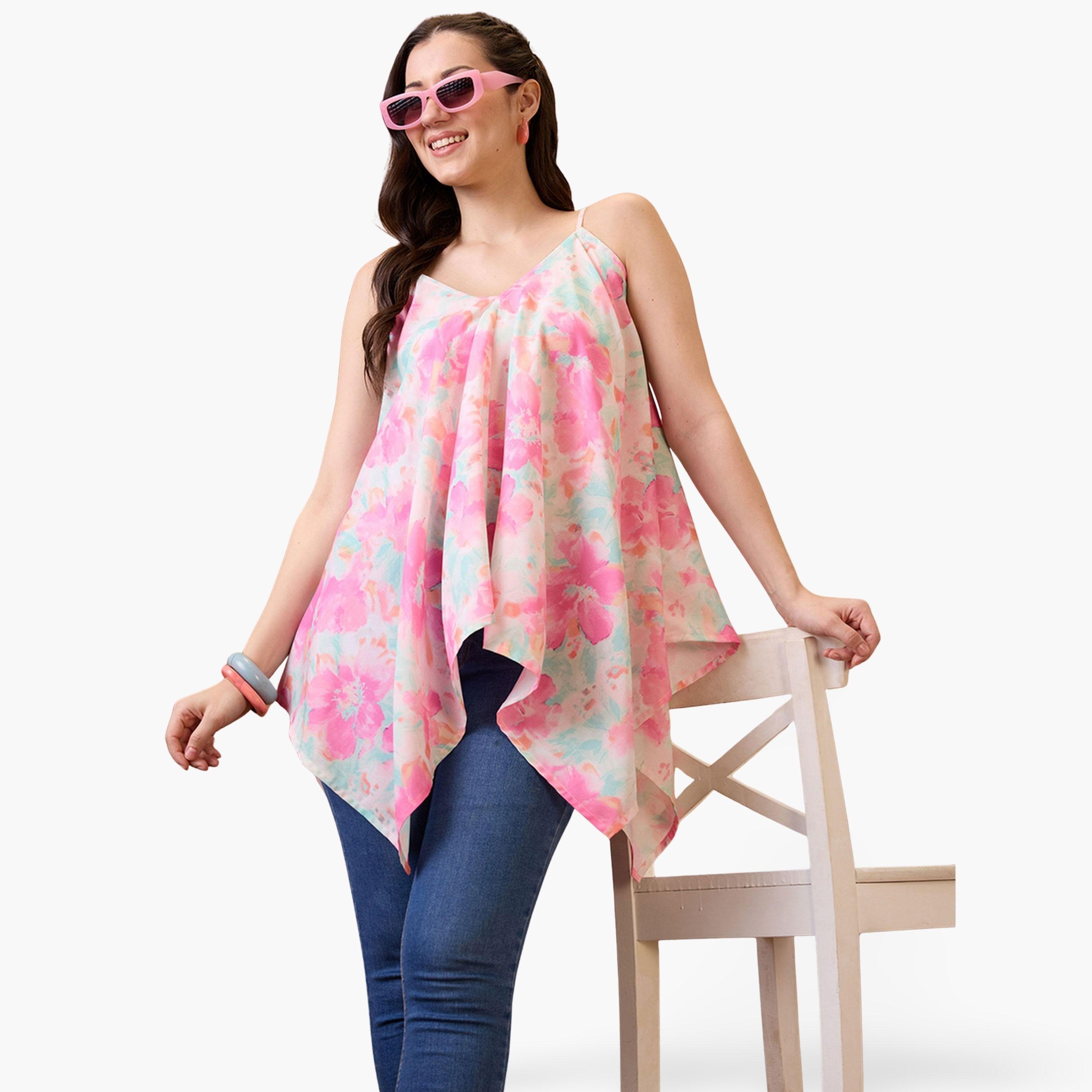 Globus X Styli Floral Print Asymmetric Hem Fusion Tunic-women-clothing-shirtsandblouses-blouses-image-1