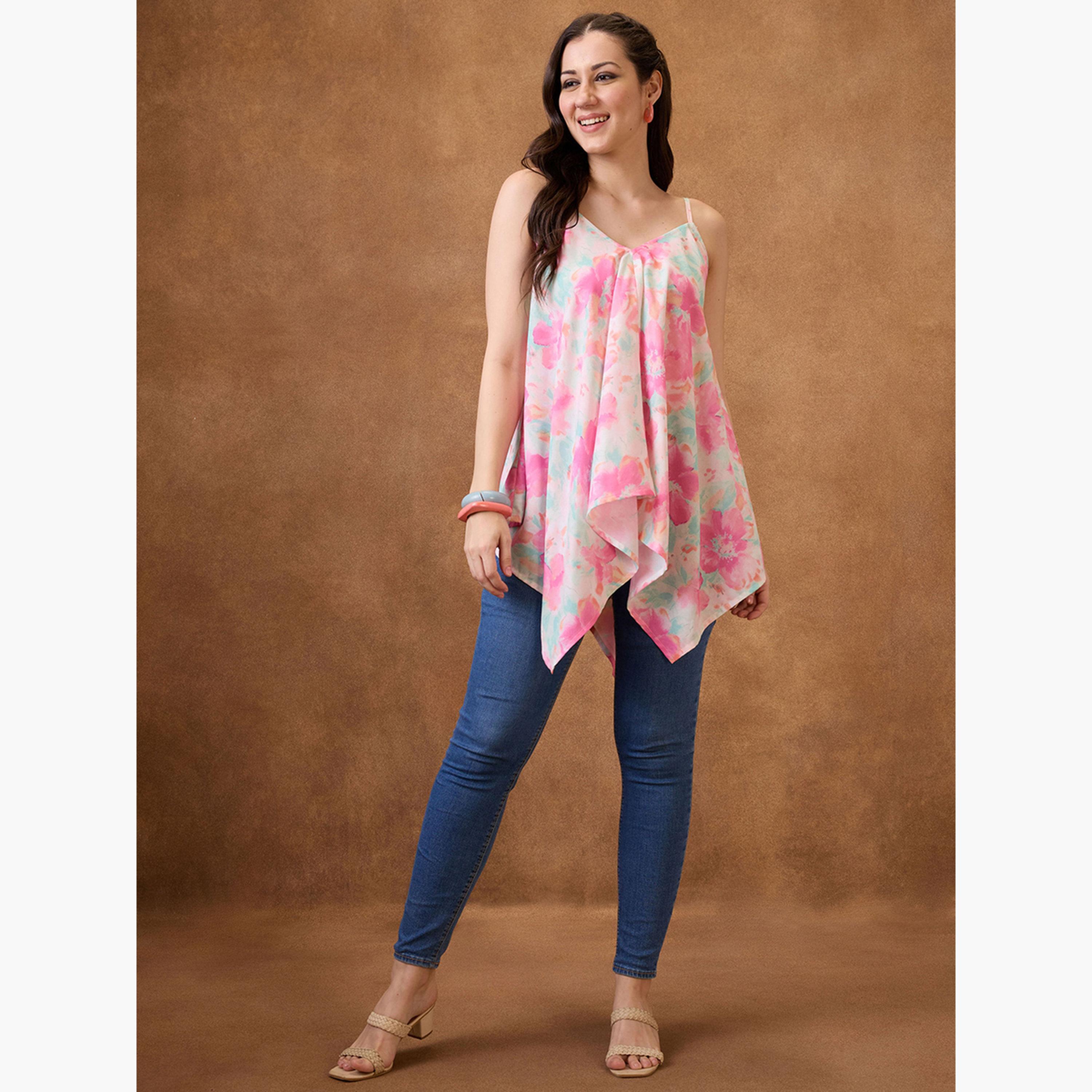 Globus X Styli Floral Print Asymmetric Hem Fusion Tunic-women-clothing-shirtsandblouses-blouses-image-2