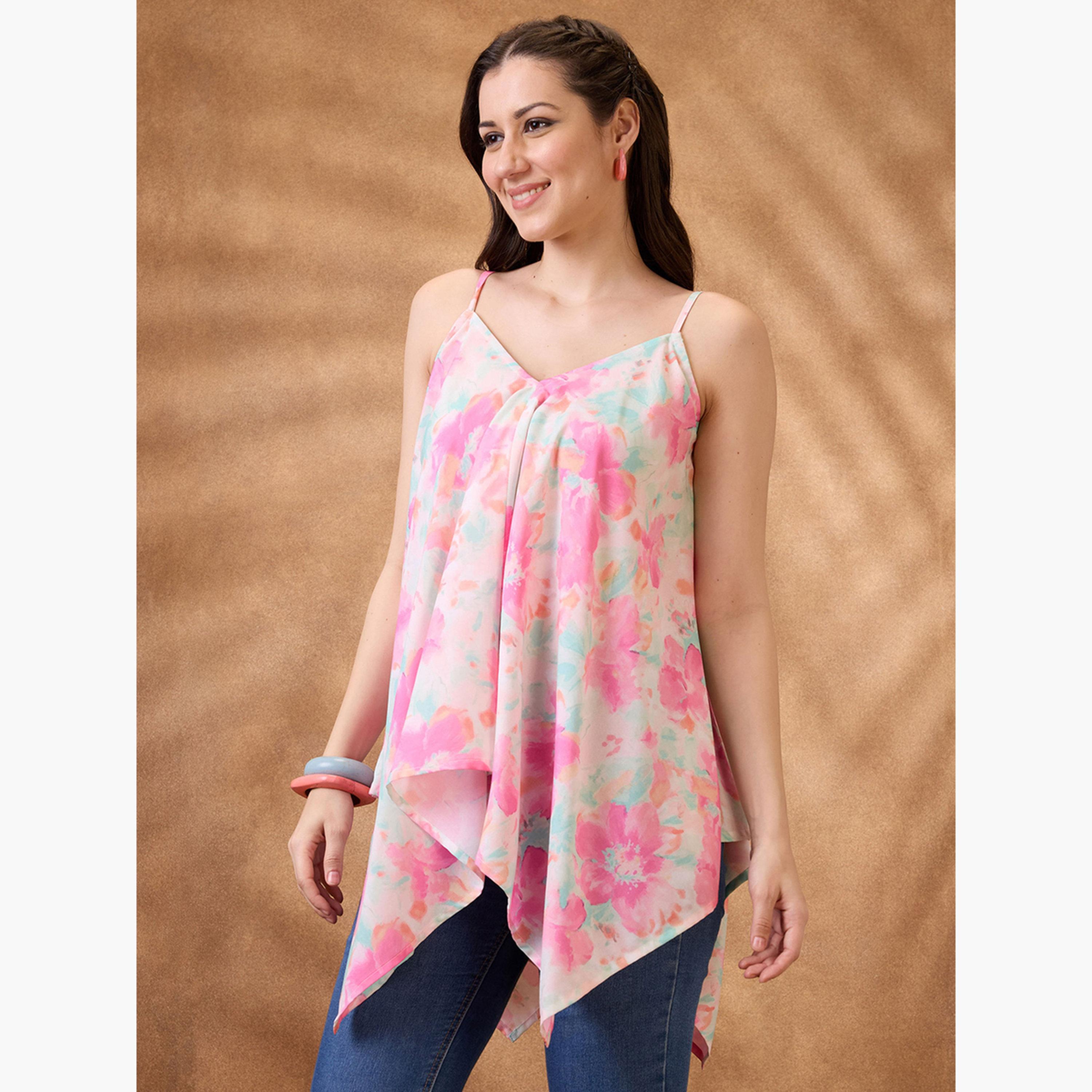 غلوبوص × ستايلي - بلوزة طبعة زهور وحافة غير متماثلة-women-clothing-shirtsandblouses-blouses-image-3