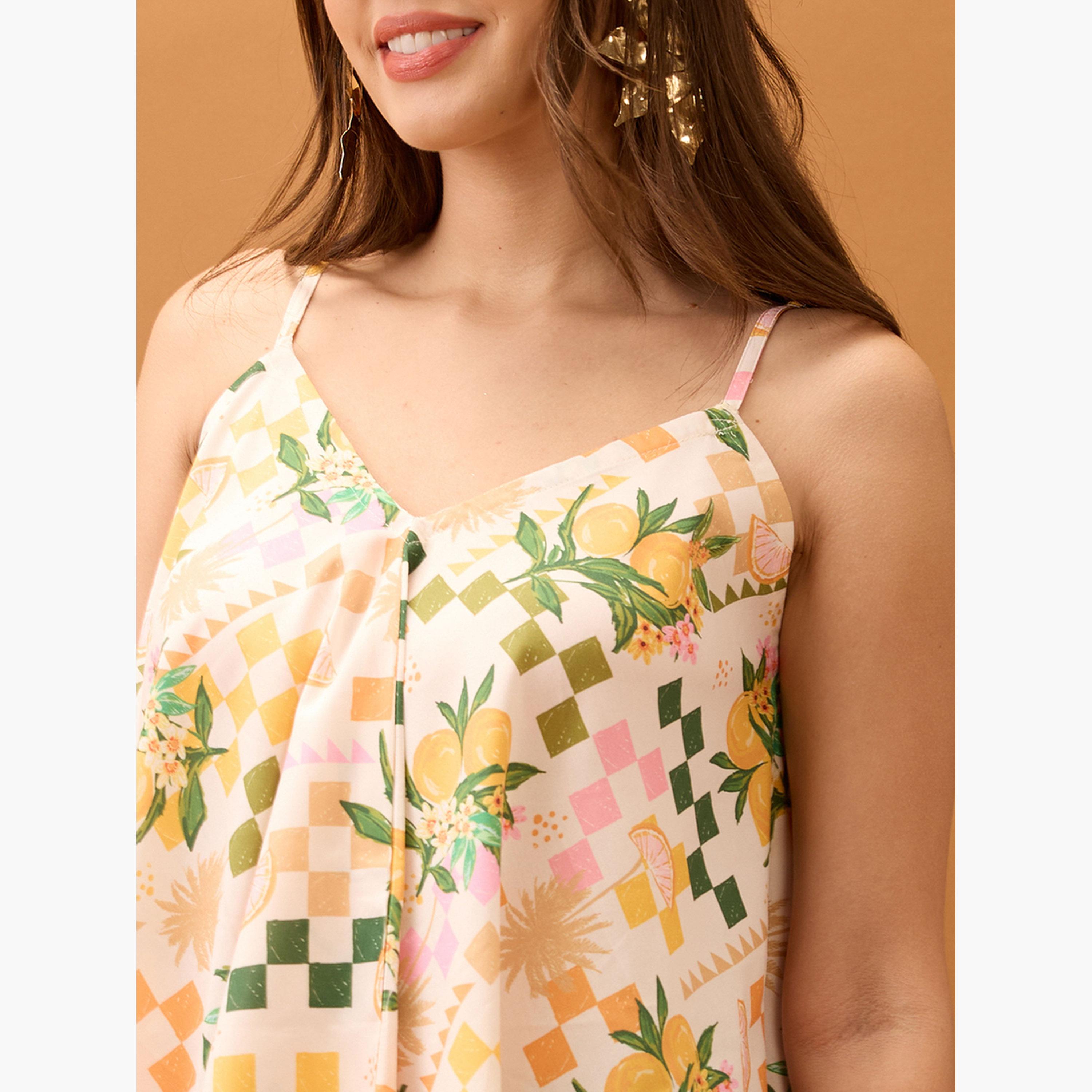 Globus X Styli Floral Fruit Print Asymmetric Hem Fusion Tunic-women-clothing-shirtsandblouses-blouses-image-4