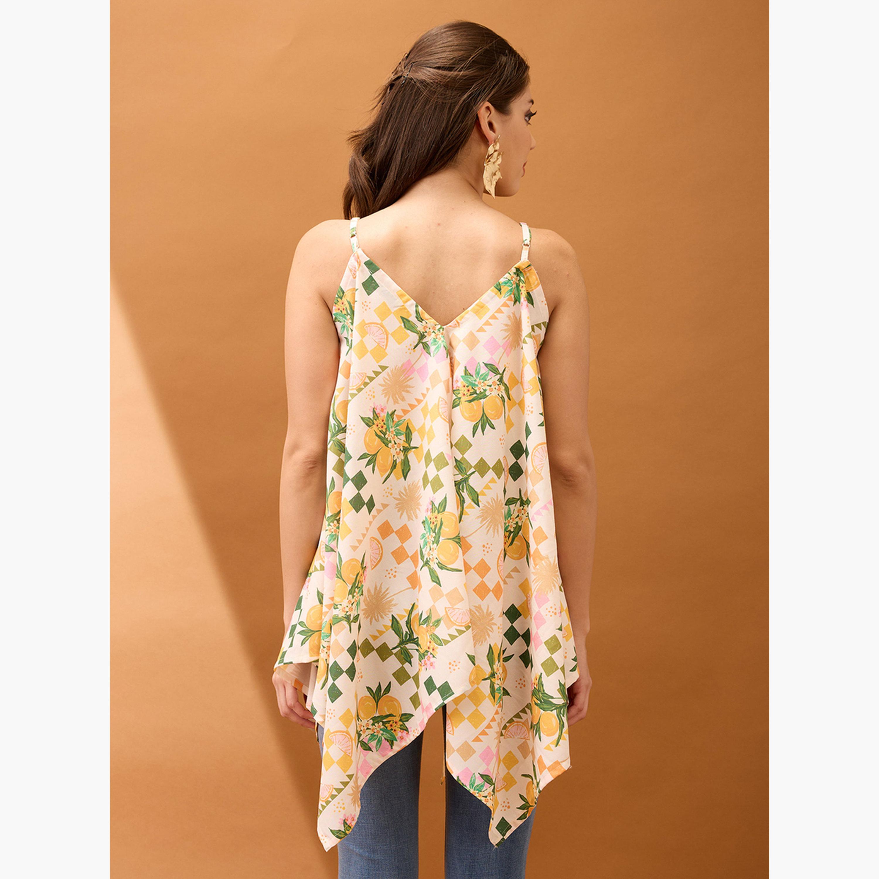 غلوبوص × ستايلي - بلوزة بطبعة فاكهة زهرية وحافة غير متماثلة-women-clothing-shirtsandblouses-blouses-image-5