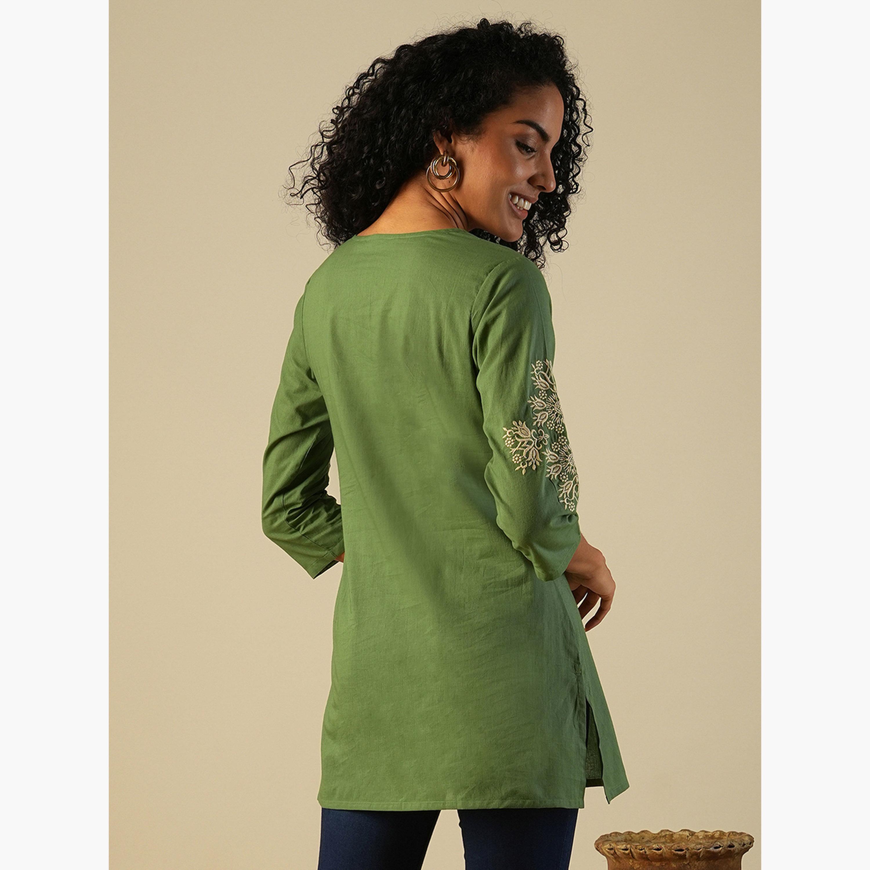 غلوبوص × ستايلي - تونيك عمل مطرز برباط حول الرقبة-women-clothing-shirtsandblouses-blouses-image-3