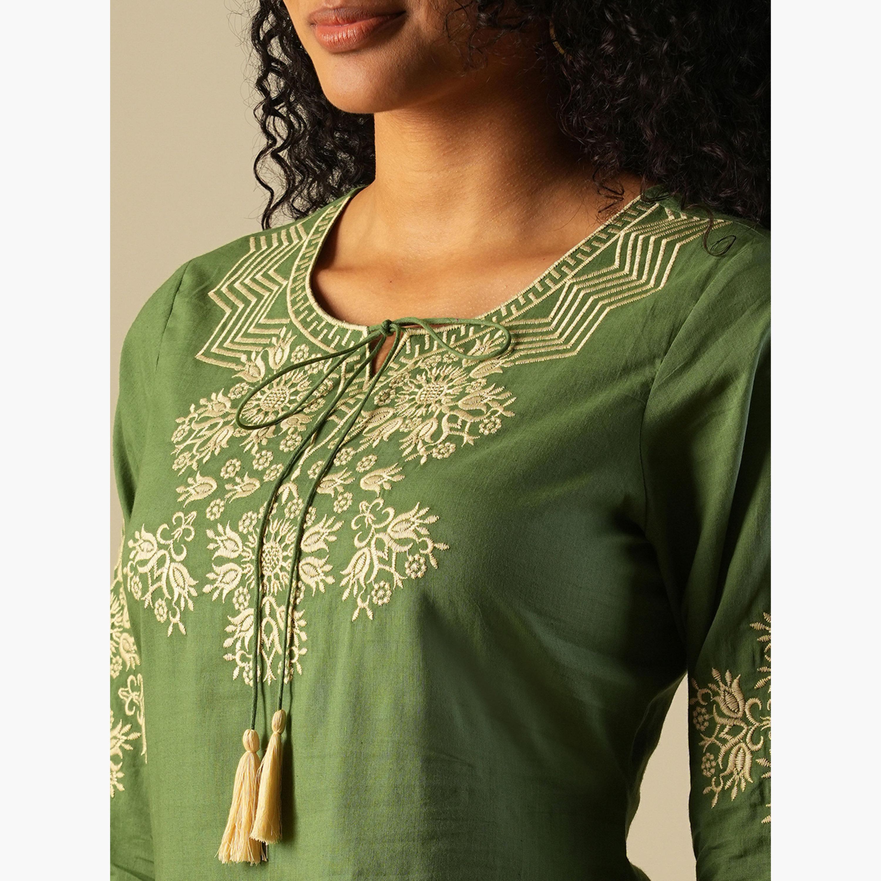 غلوبوص × ستايلي - تونيك عمل مطرز برباط حول الرقبة-women-clothing-shirtsandblouses-blouses-image-5
