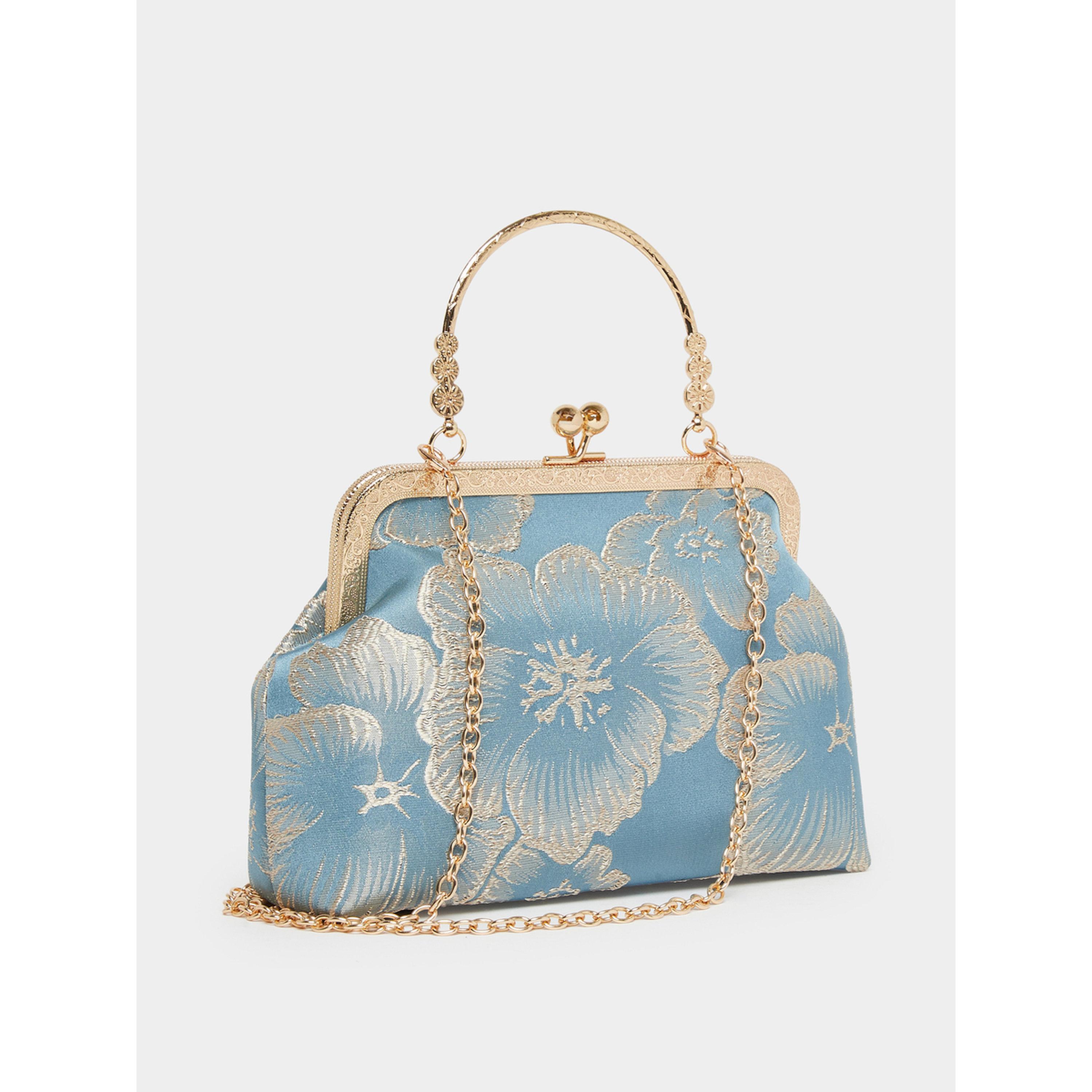 Styli Flower Print Jacquard Clutch with Chain Strap-women-bagsandwallets-handbags-image-1