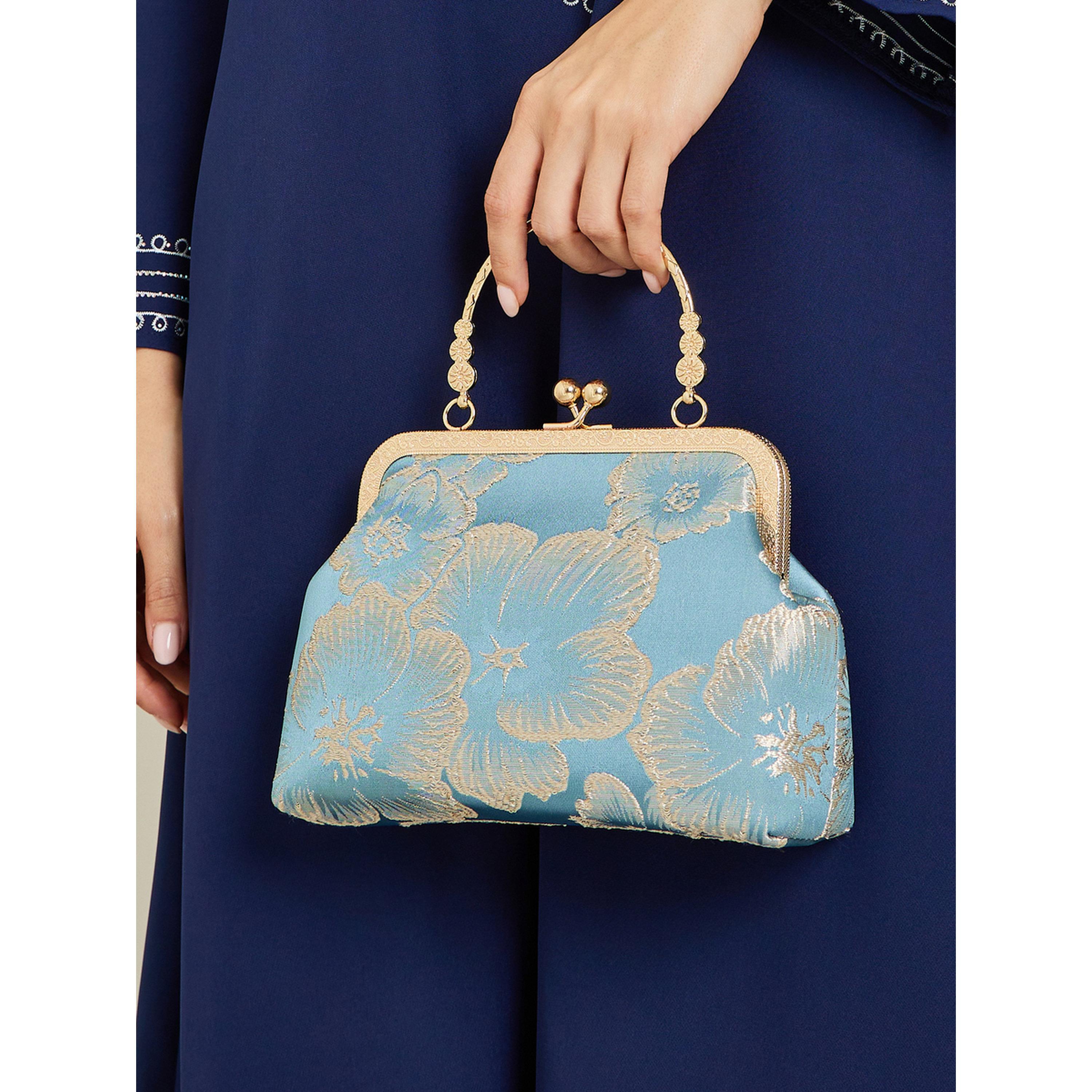Styli Flower Print Jacquard Clutch with Chain Strap-women-bagsandwallets-handbags-image-2