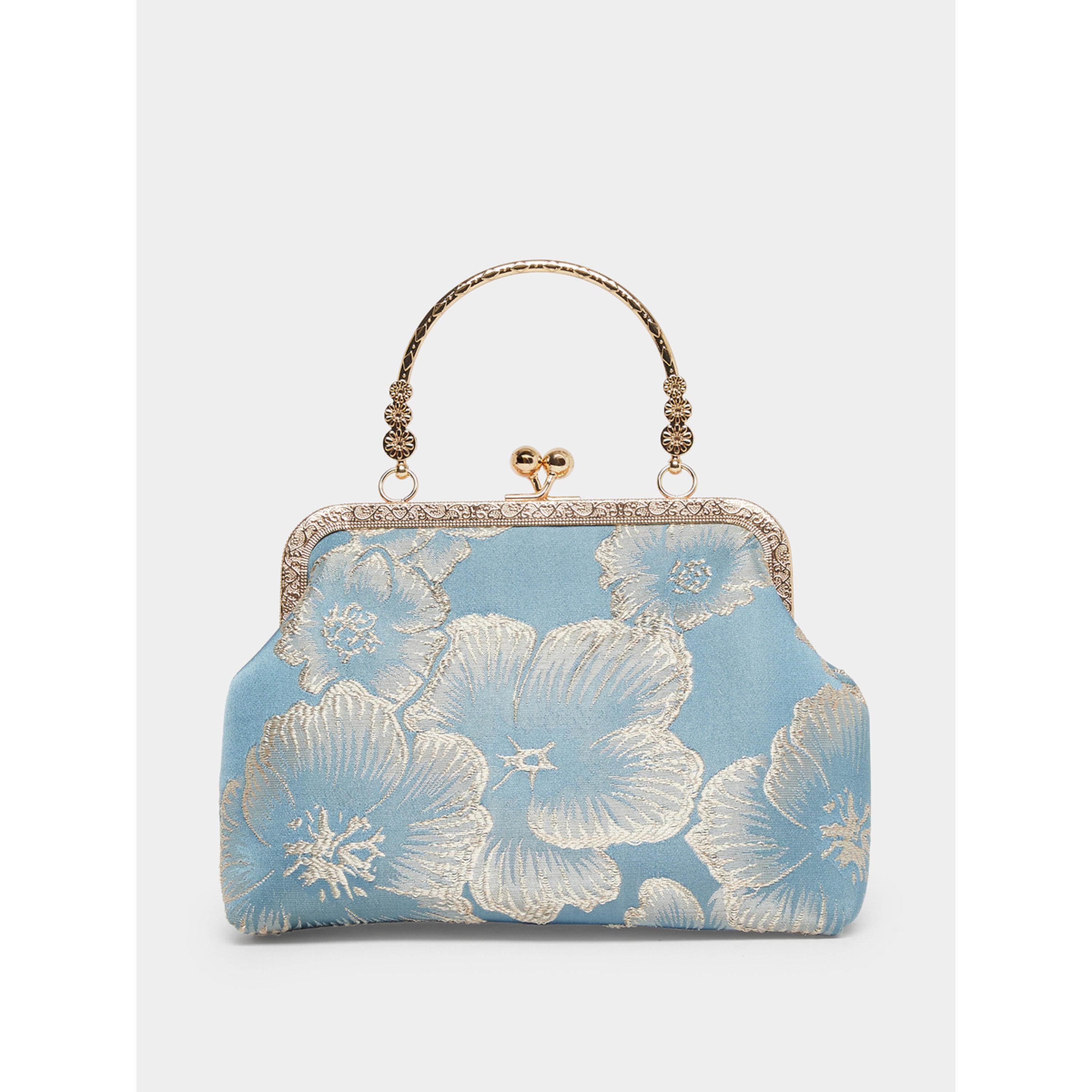 Styli Flower Print Jacquard Clutch with Chain Strap-women-bagsandwallets-handbags-image-3