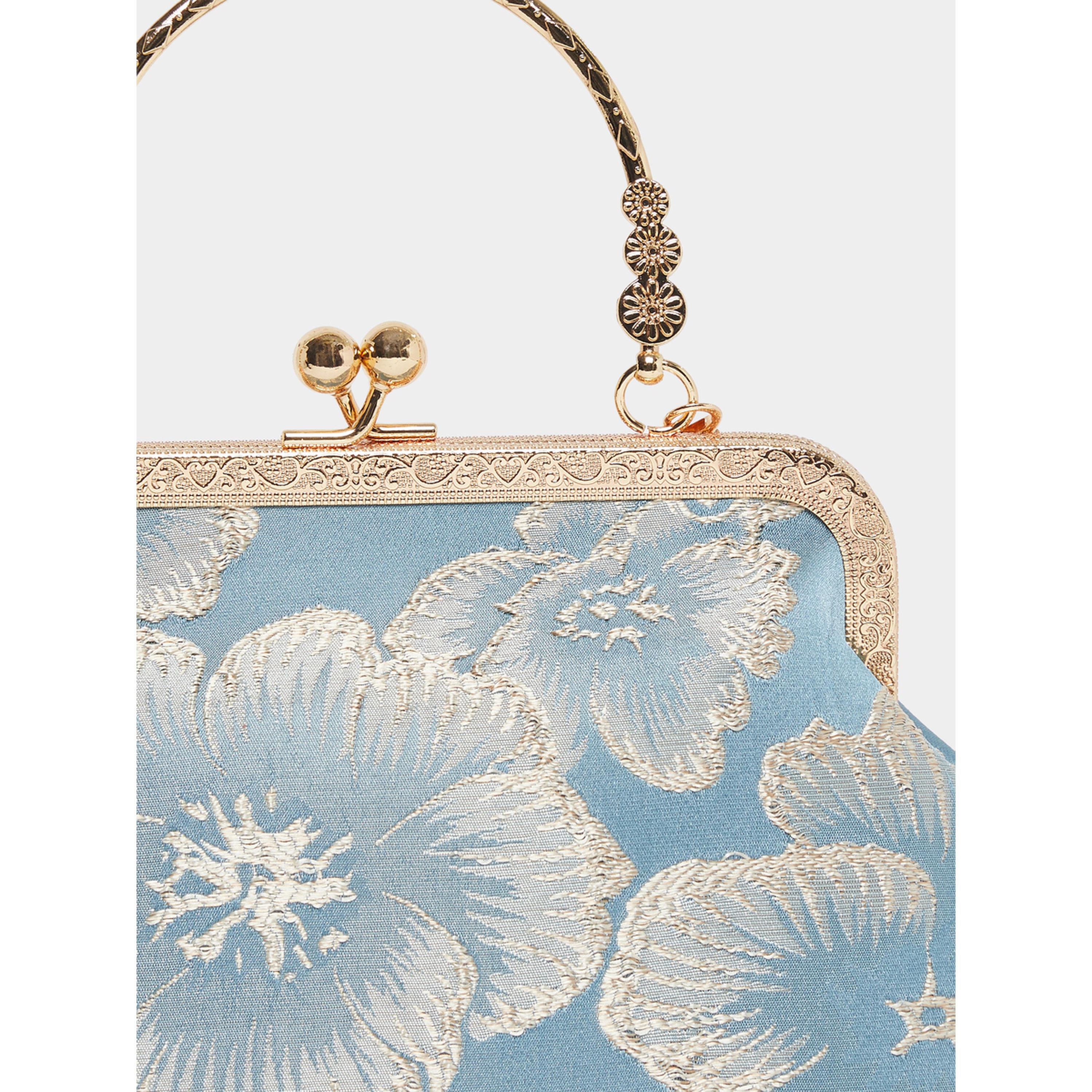 Styli Flower Print Jacquard Clutch with Chain Strap-women-bagsandwallets-handbags-image-4