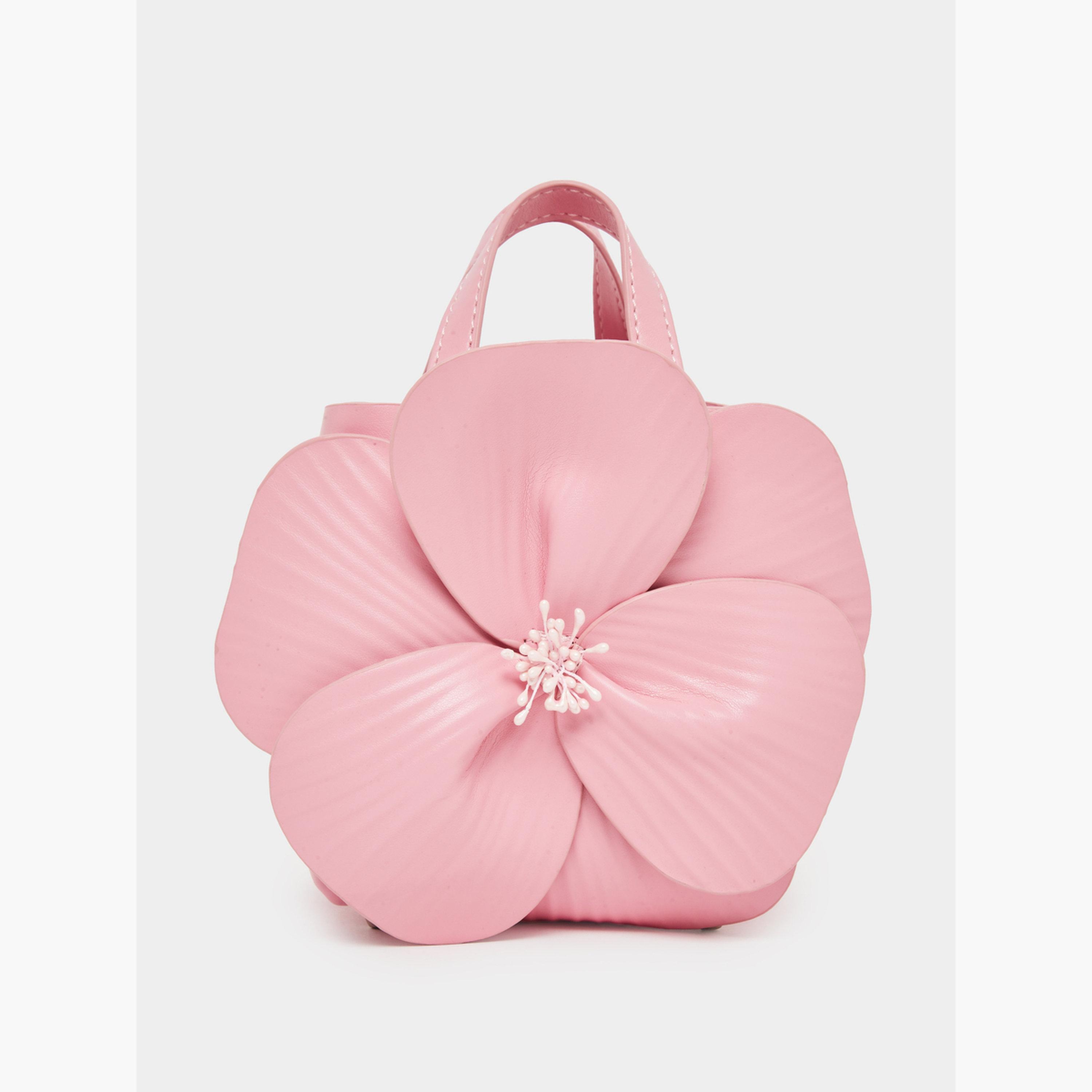 Styli Pink Floral Statement Handbag with Chain Strap-women-bagsandwallets-handbags-image-2