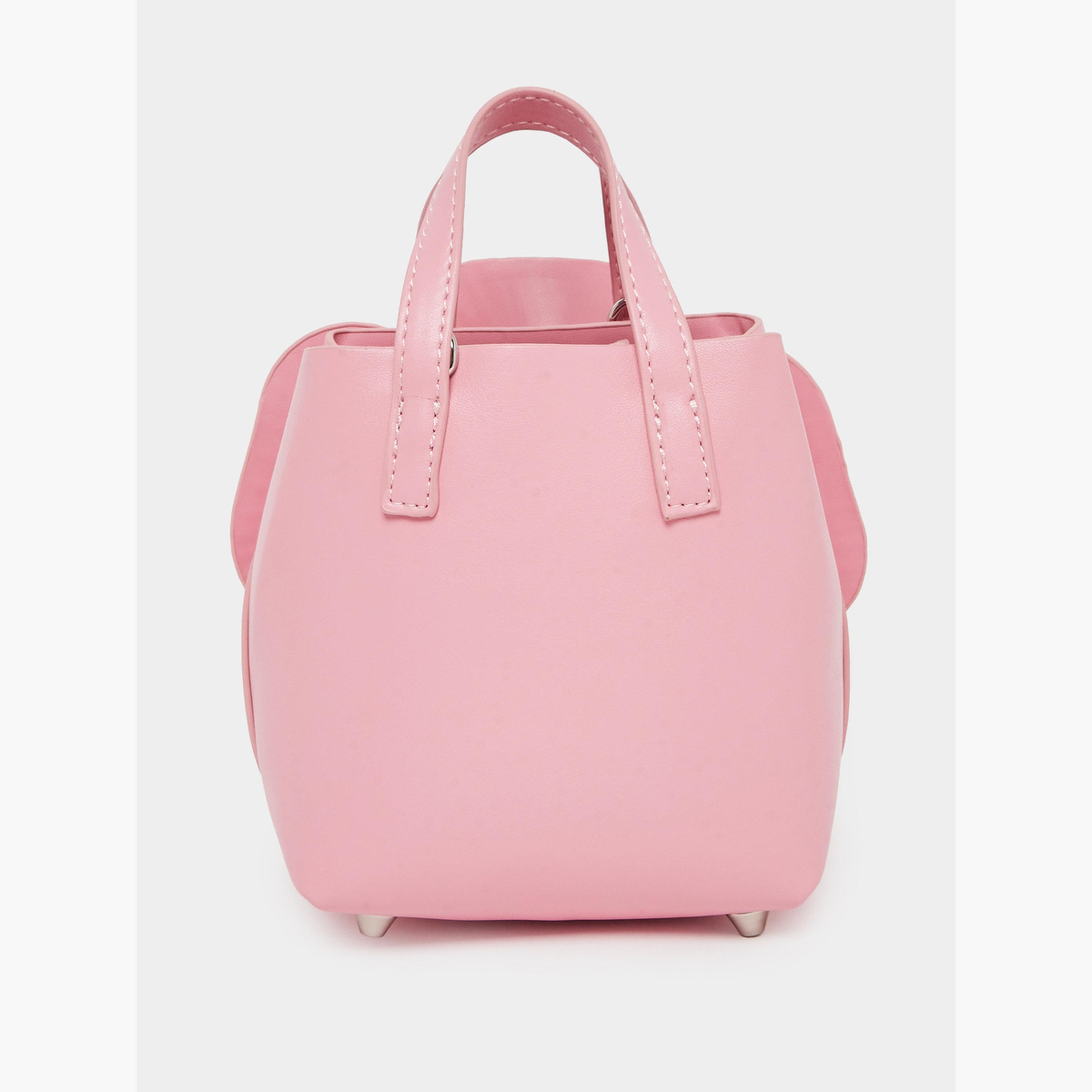 Styli Pink Floral Statement Handbag with Chain Strap-women-bagsandwallets-handbags-image-4