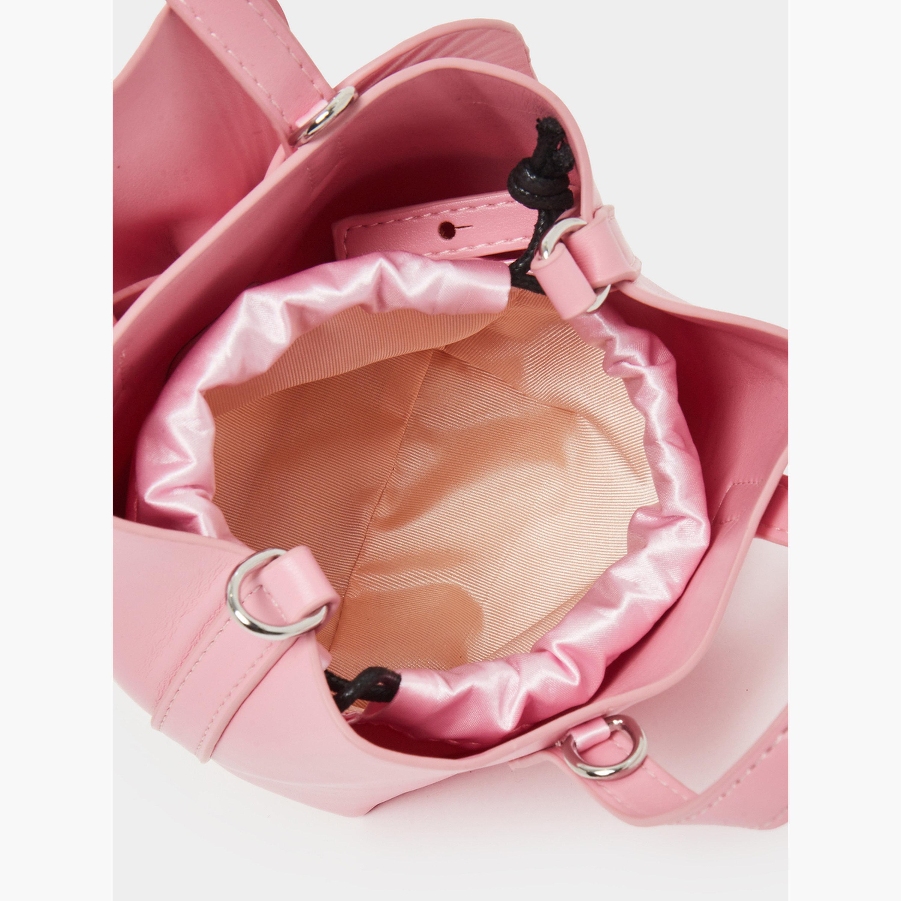 Styli Pink Floral Statement Handbag with Chain Strap-women-bagsandwallets-handbags-image-5
