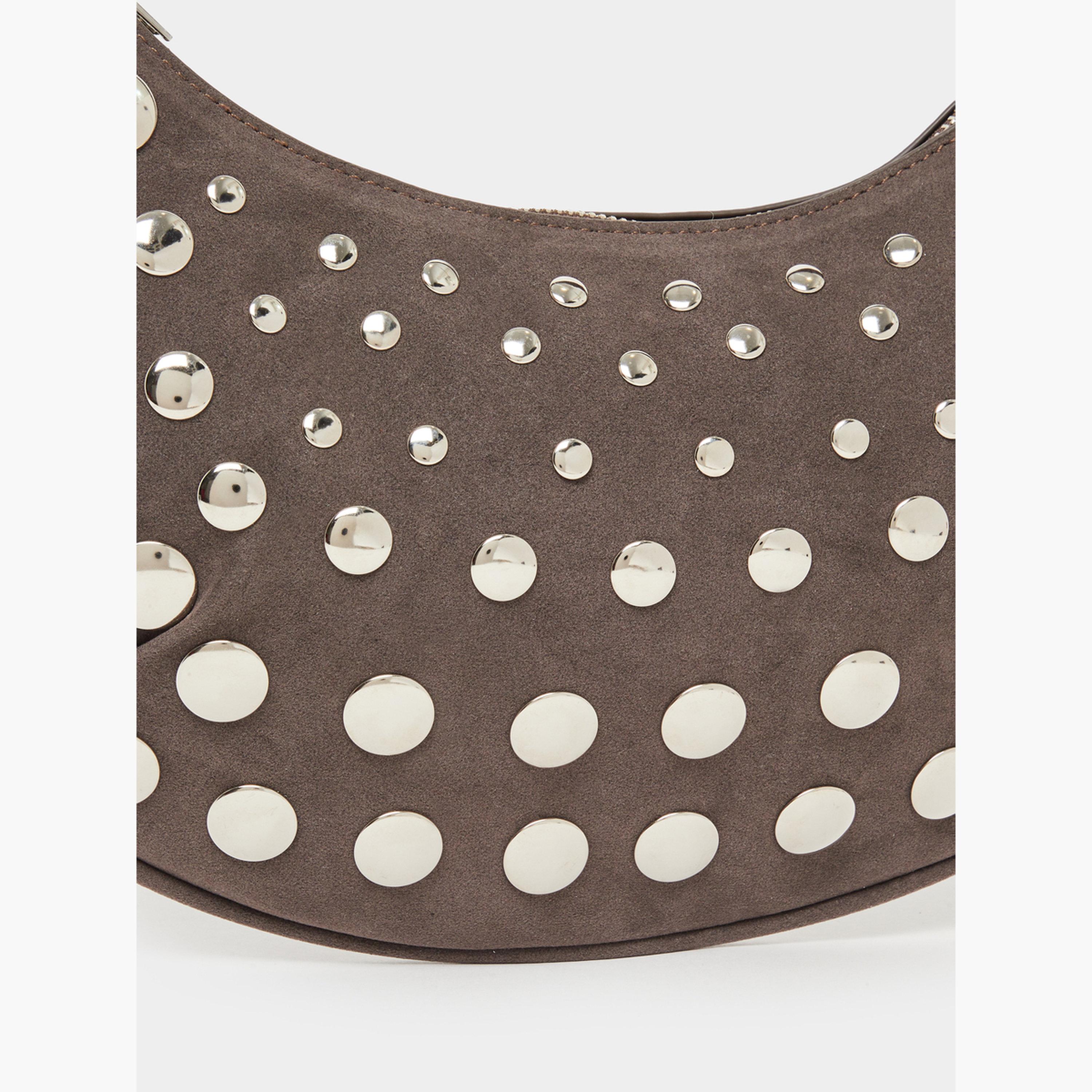 Styli Grey Suede Stud Shoulder Bag-women-bagsandwallets-handbags-image-3