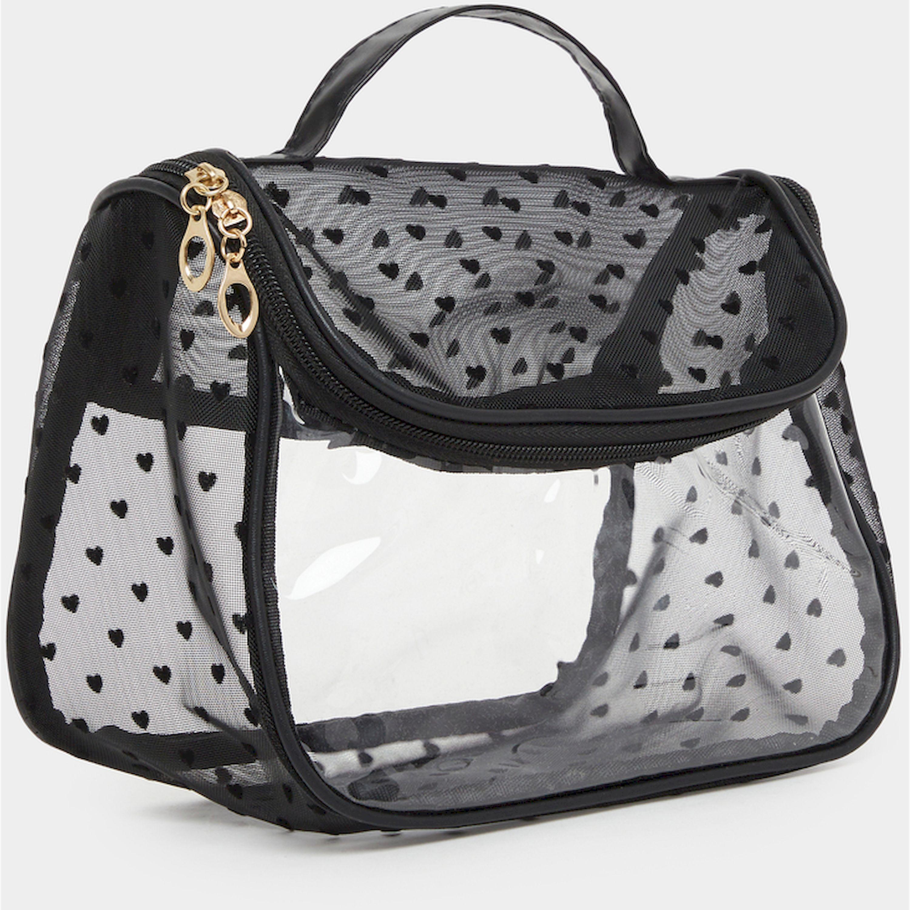 Styli Black Heart Print Transparent Washbag-women-bagsandwallets-handbags-image-1