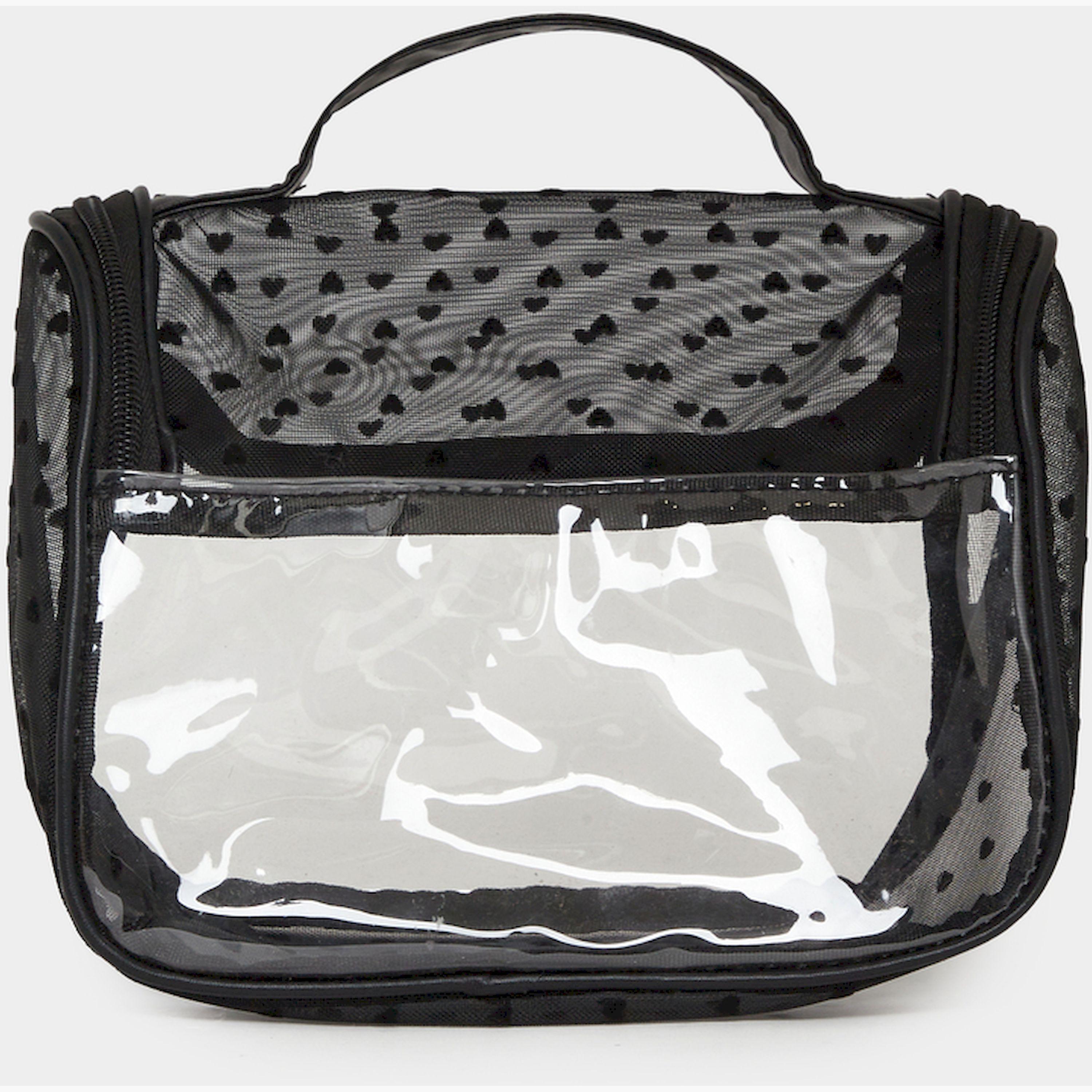 Styli Black Heart Print Transparent Washbag-women-bagsandwallets-handbags-image-2