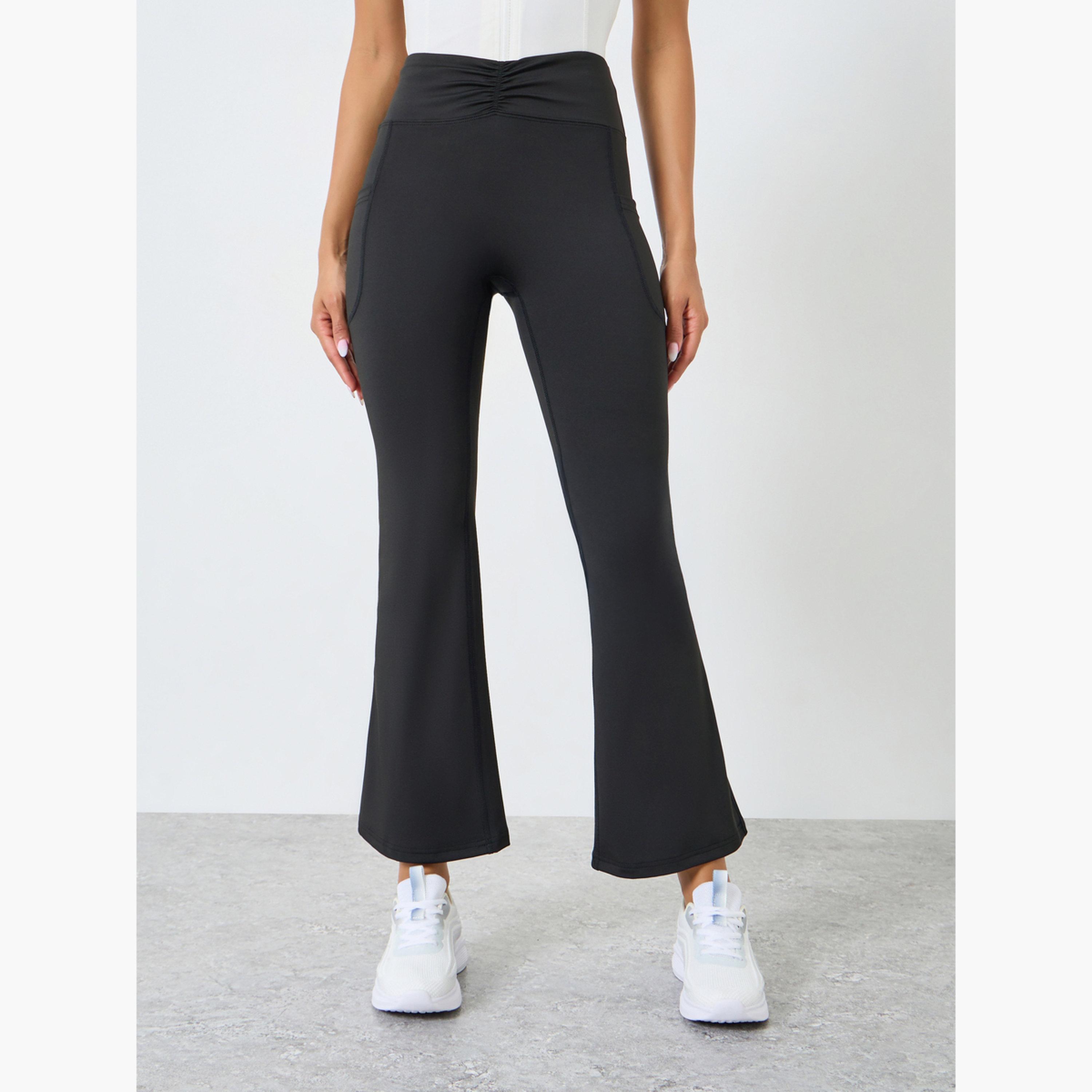 Styli Women Front Ruched Flare Leggings-women-clothing-bottoms-leggings-image-1