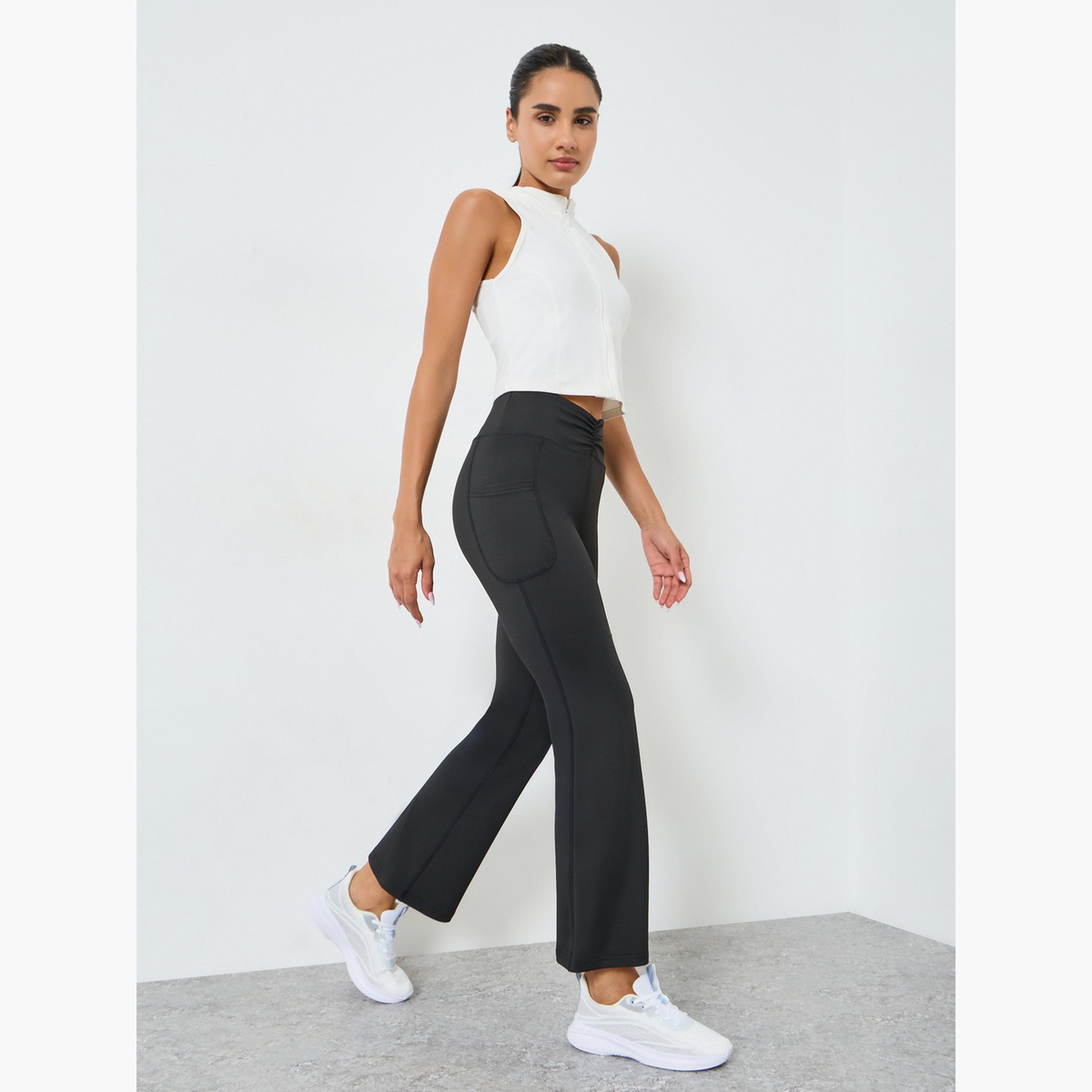 Styli Women Front Ruched Flare Leggings-women-clothing-bottoms-leggings-image-2