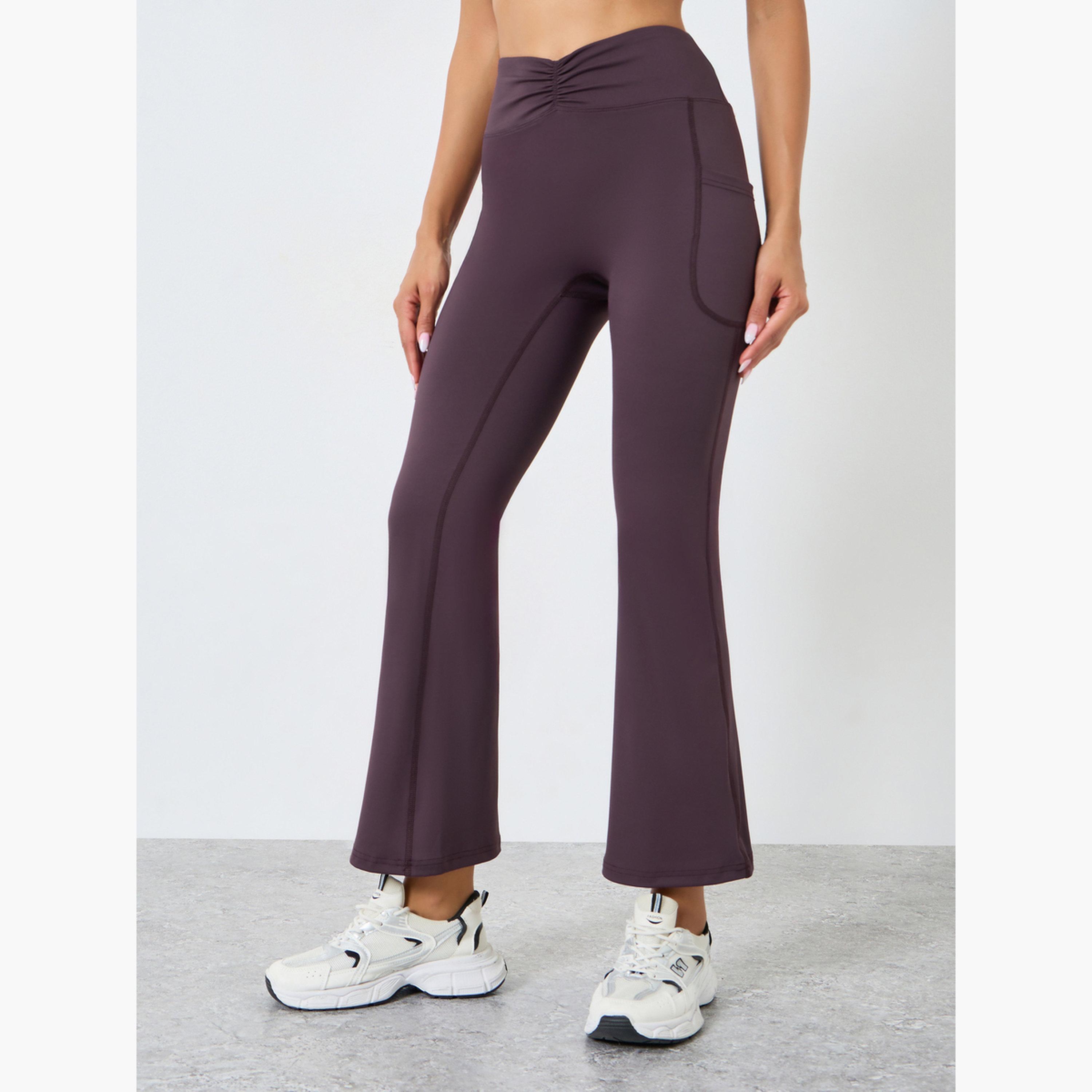 Styli Women Front Ruched Flared Leggings-women-clothing-bottoms-leggings-image-1