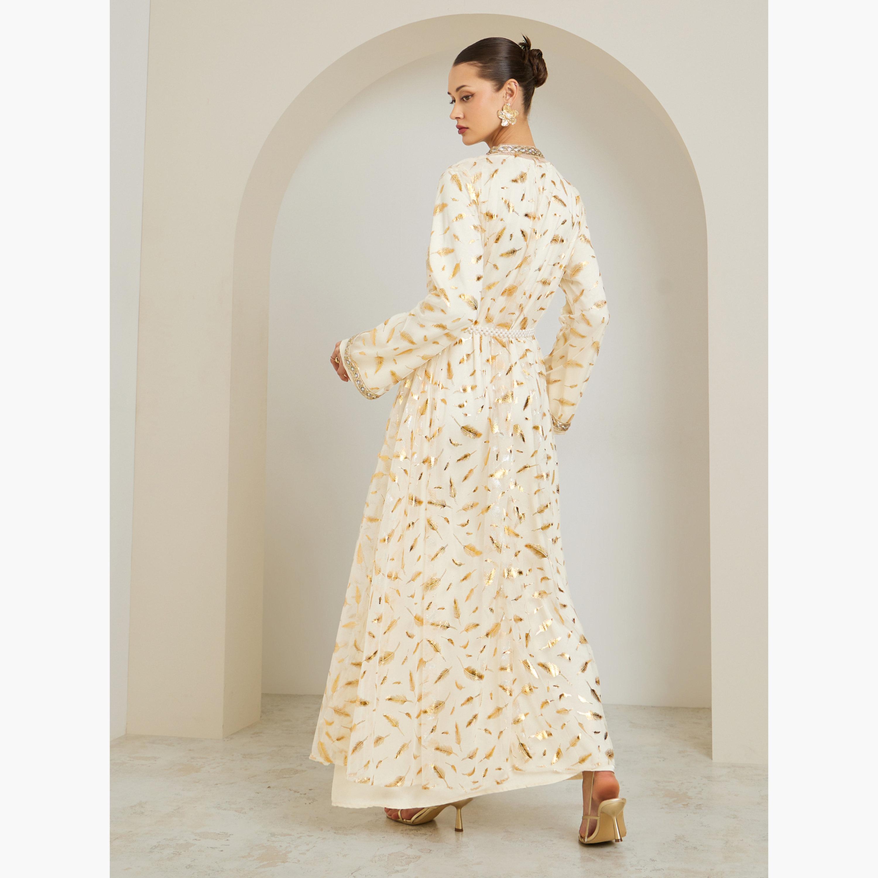 قفطان مطرز مع فستان داخلي ساتان-women-arabicclothing-kaftan-image-5
