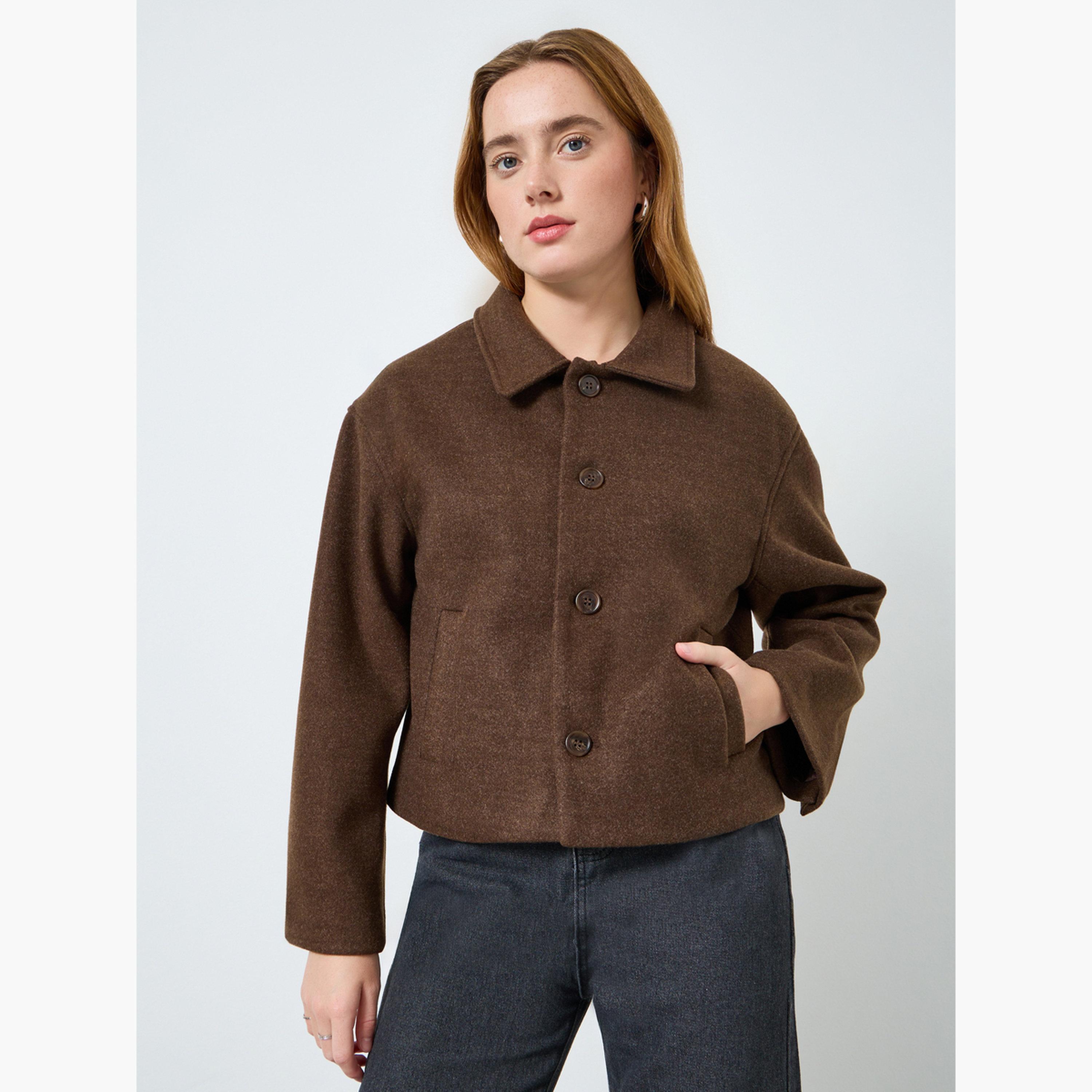 Take Two Women Brown Solid Button Up Coat-women-clothing-coatsandjackets-coats-image-1