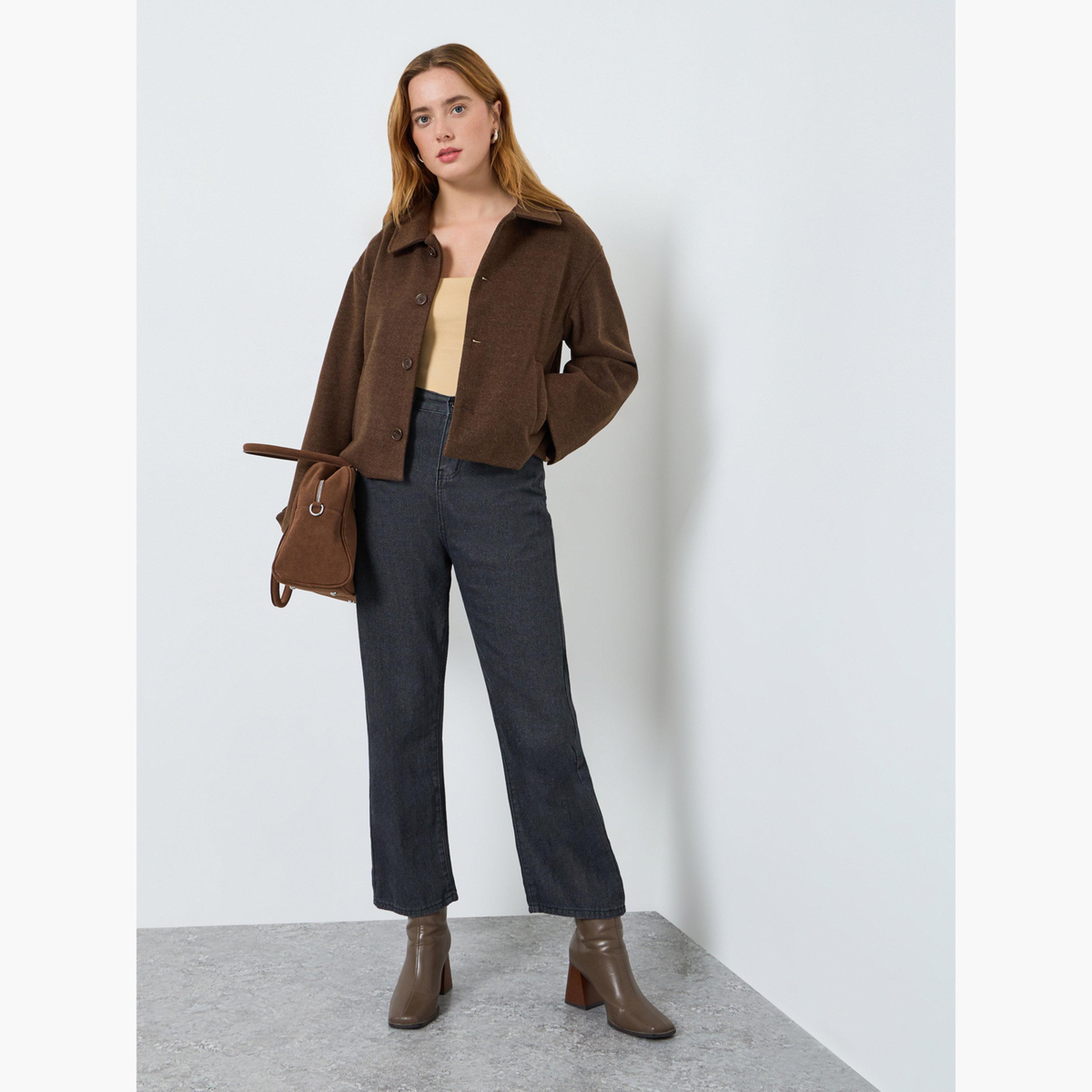 Take Two Women Brown Solid Button Up Coat-women-clothing-coatsandjackets-coats-image-2