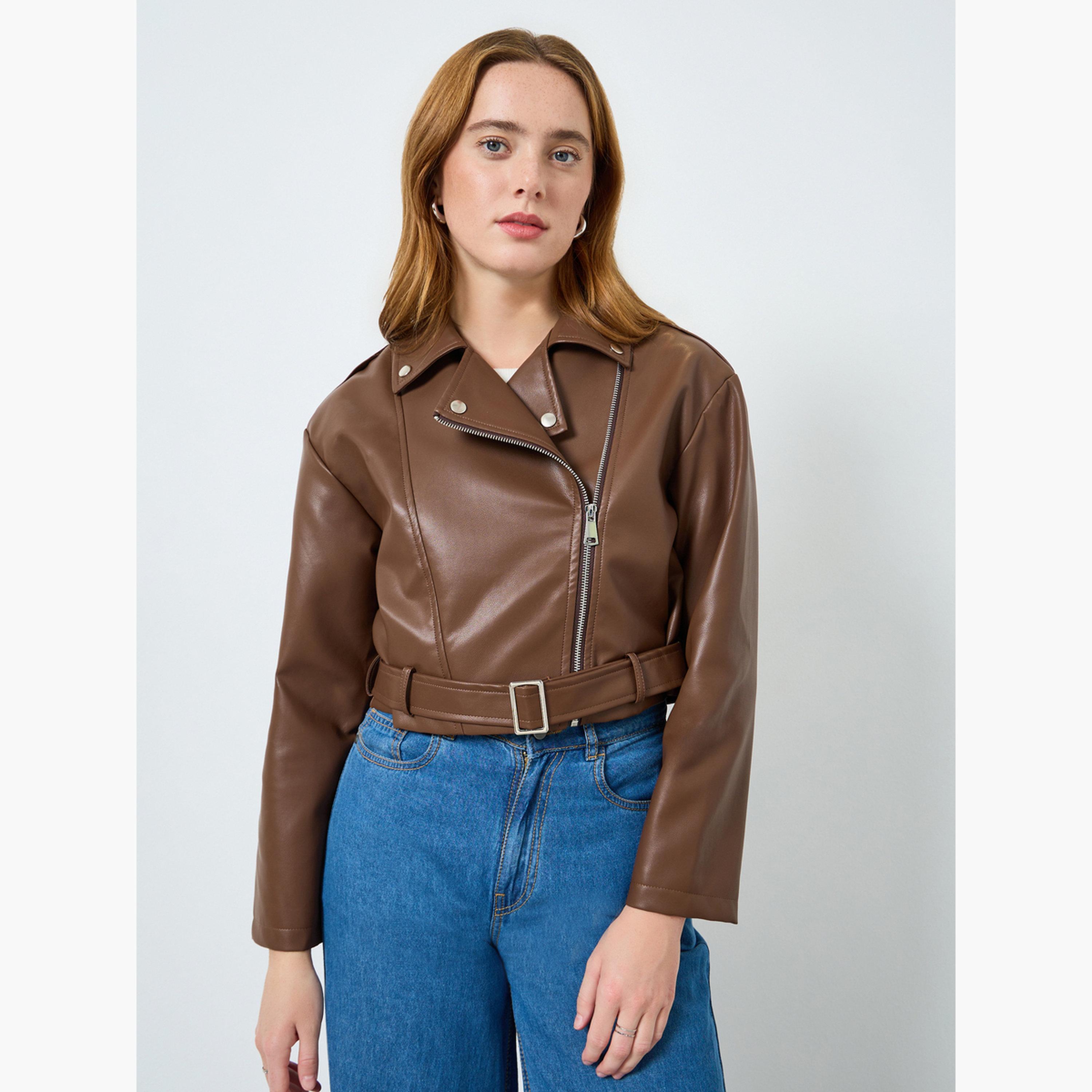 جاكيت بايكر من الجلد الصناعي-women-winterwear-coatsandjackets-jackets-image-1