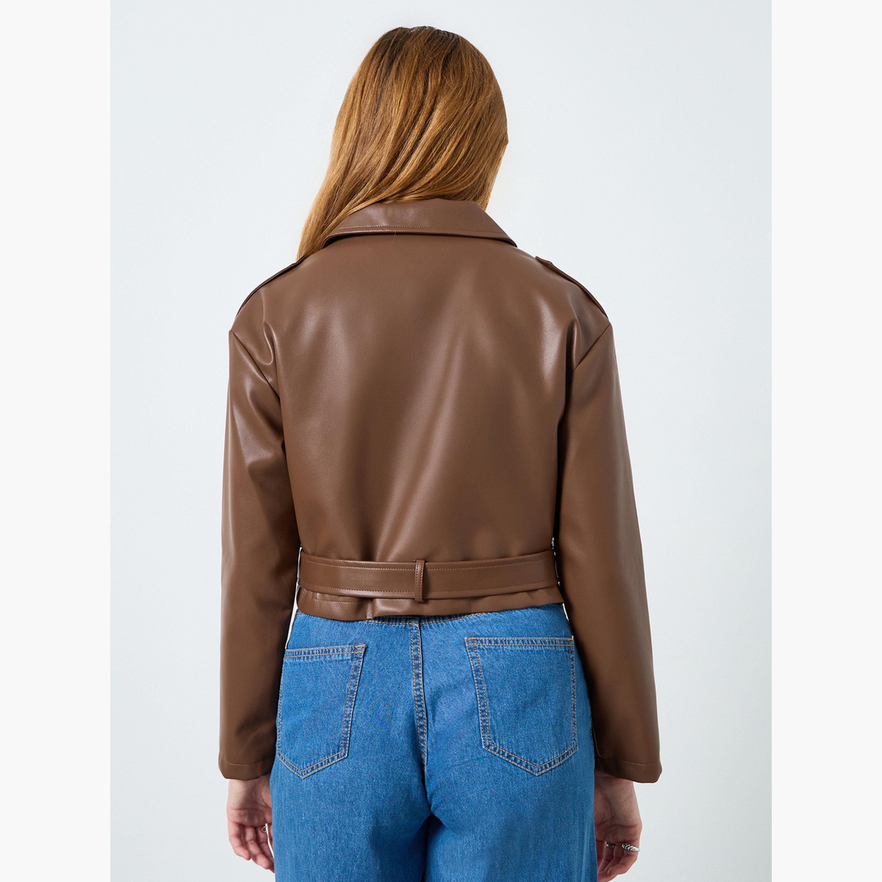 جاكيت بايكر من الجلد الصناعي-women-winterwear-coatsandjackets-jackets-image-5