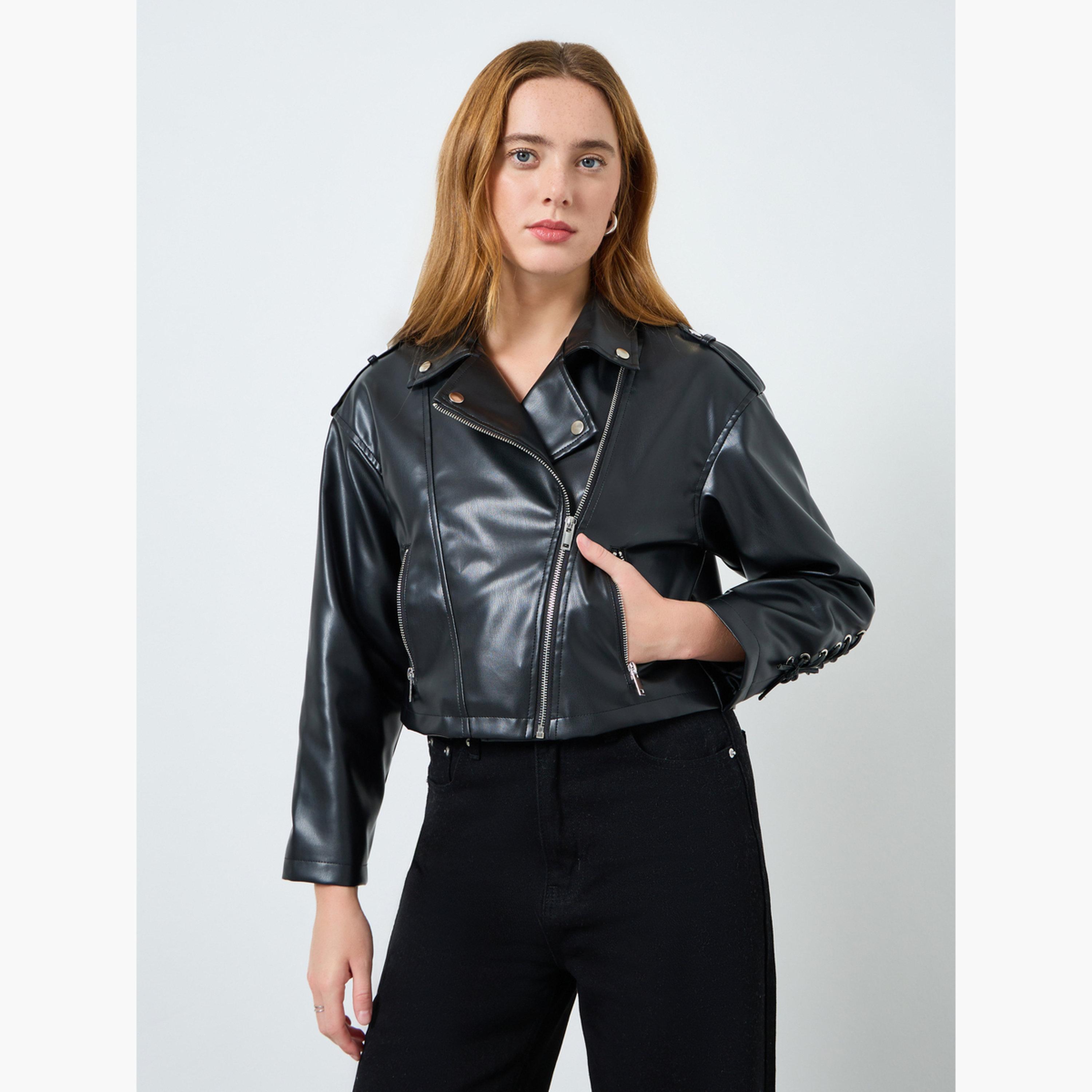 جاكيت برباط من الجلد الصناعي-women-winterwear-coatsandjackets-jackets-image-1