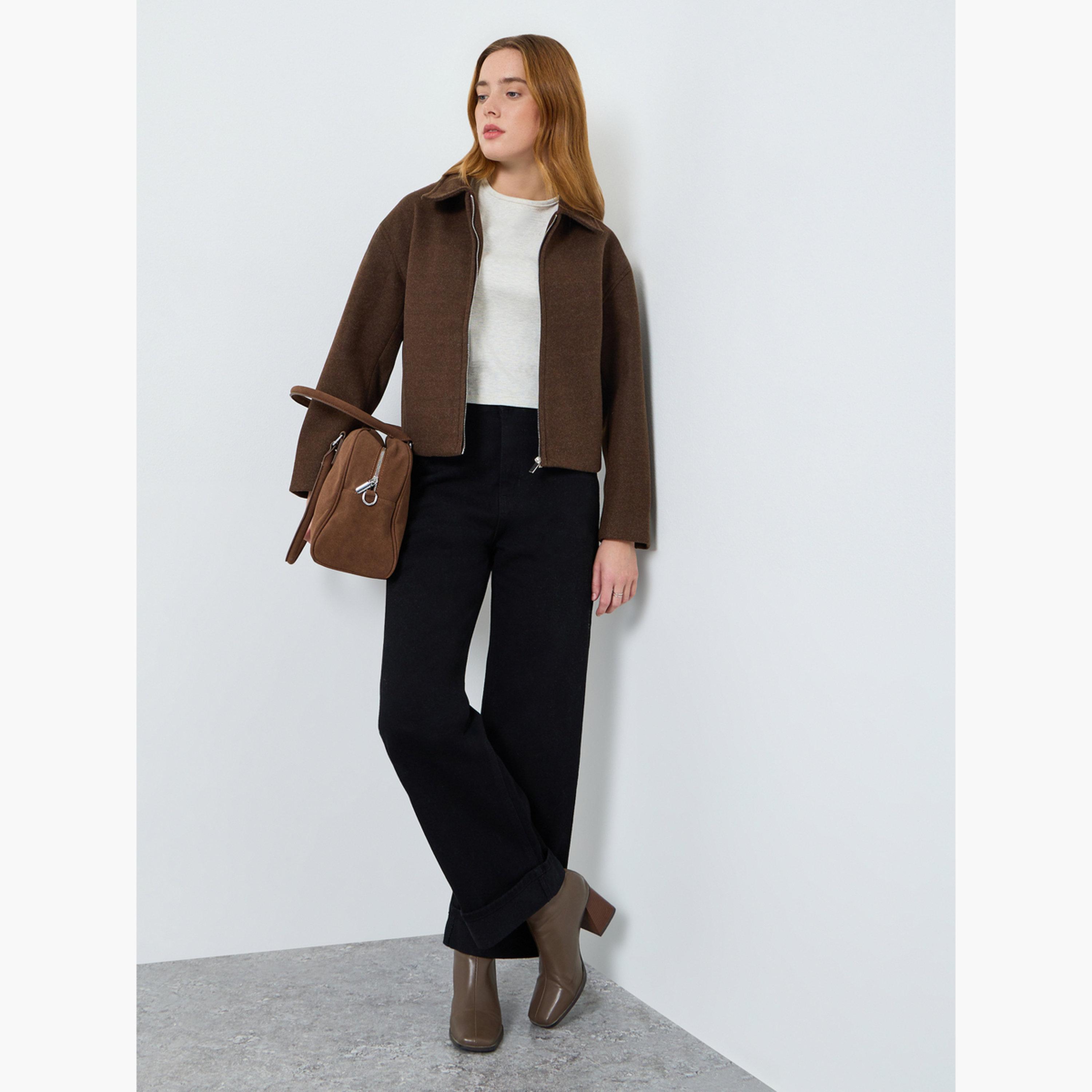 Take Two Women Brown Zip-Up Wool Jacket-women-winterwear-coatsandjackets-jackets-image-2